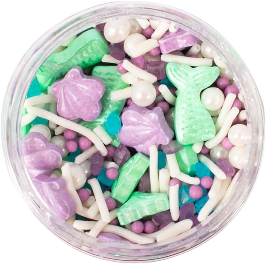 Sprinks Mermaid Tales Premium Sprinkles Blend 70G - Mermaid Party Cake Sprinkles | Mermaid Sprinkles | Pastel Sprinkles | under the Sea Sprinkles | Fancy Sprinkles | Shells Tails Jimmies Sugar Mix image number 1
