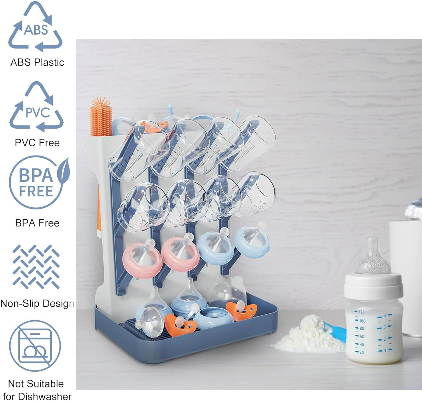 Bottle Drying Rack,Space Saving Vertical Bottle Drying Rack,Accessories Storage Stand for Organizing Brushes and Pacifiers on Countertop
