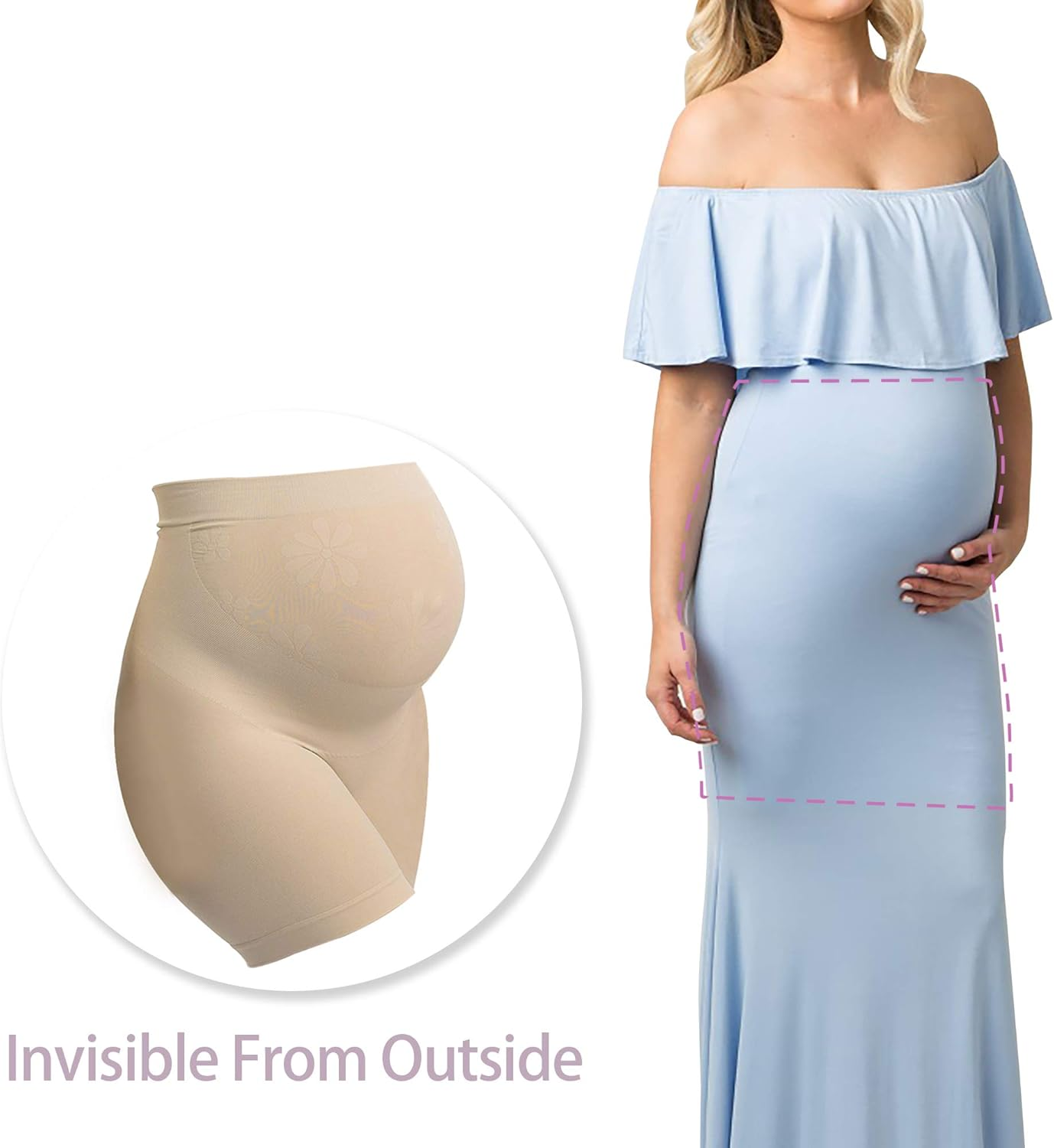 Womens Seamless Maternity Shapewear High Waist Mid-Thigh Pettipant Pregnancy Underwear for Belly Support image number 2