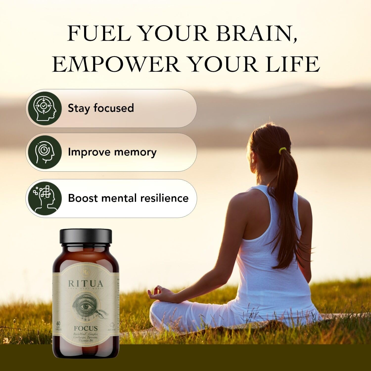 Wellness Nootropic Mushroom Blend with Bacopa, Gingko, Cordyceps & Amino Acids, 60 Capsules for Adults image number 5