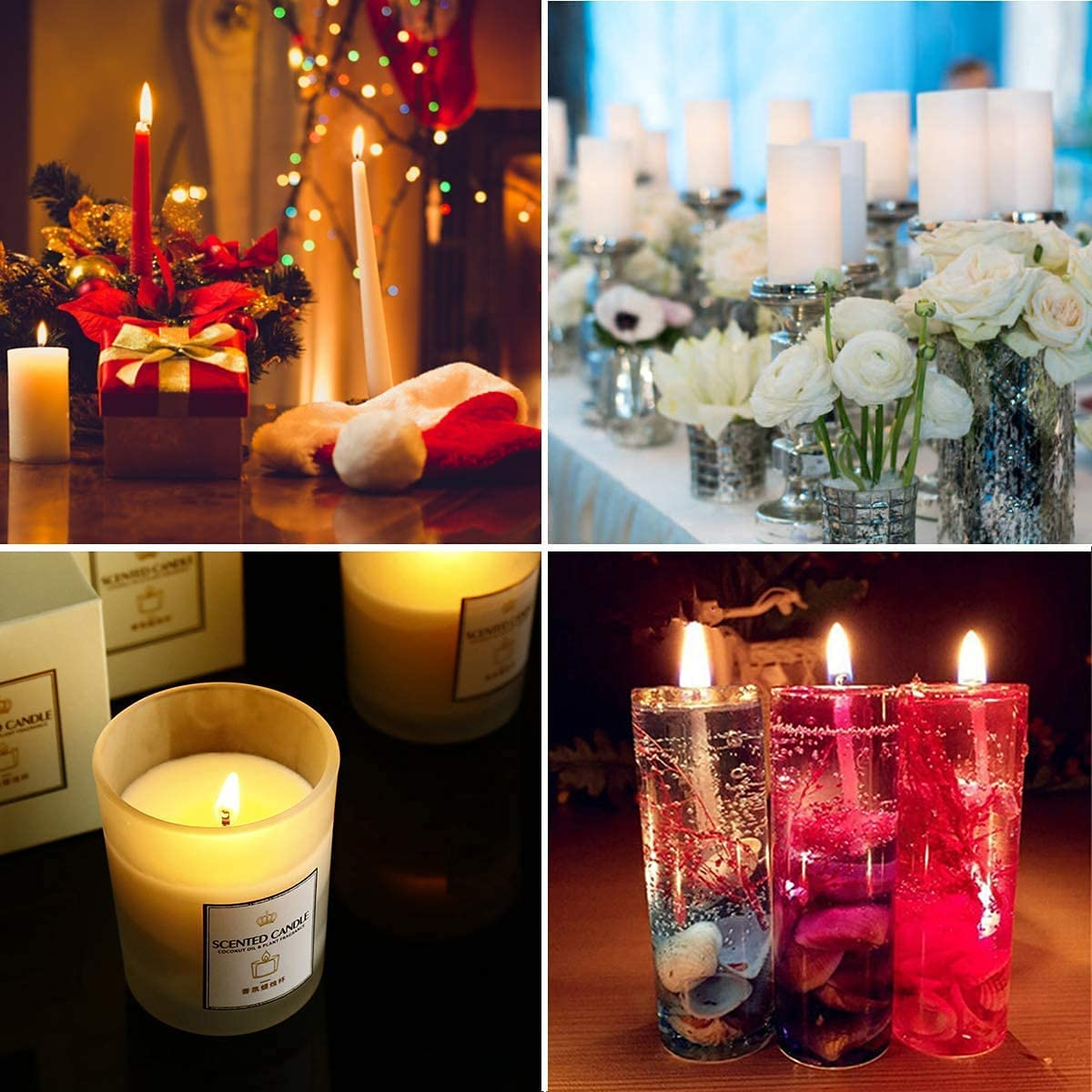 Candle Making Kit - 150Pcs Low Smoke Natural Candle Wicks (10Cm/4In,15Cm/6In and 20Cm/8In) with 150Pcs Double-Sided Dots Wick Stickers and 4Pcs Wick Holder Sustainer for DIY Candles image number 6