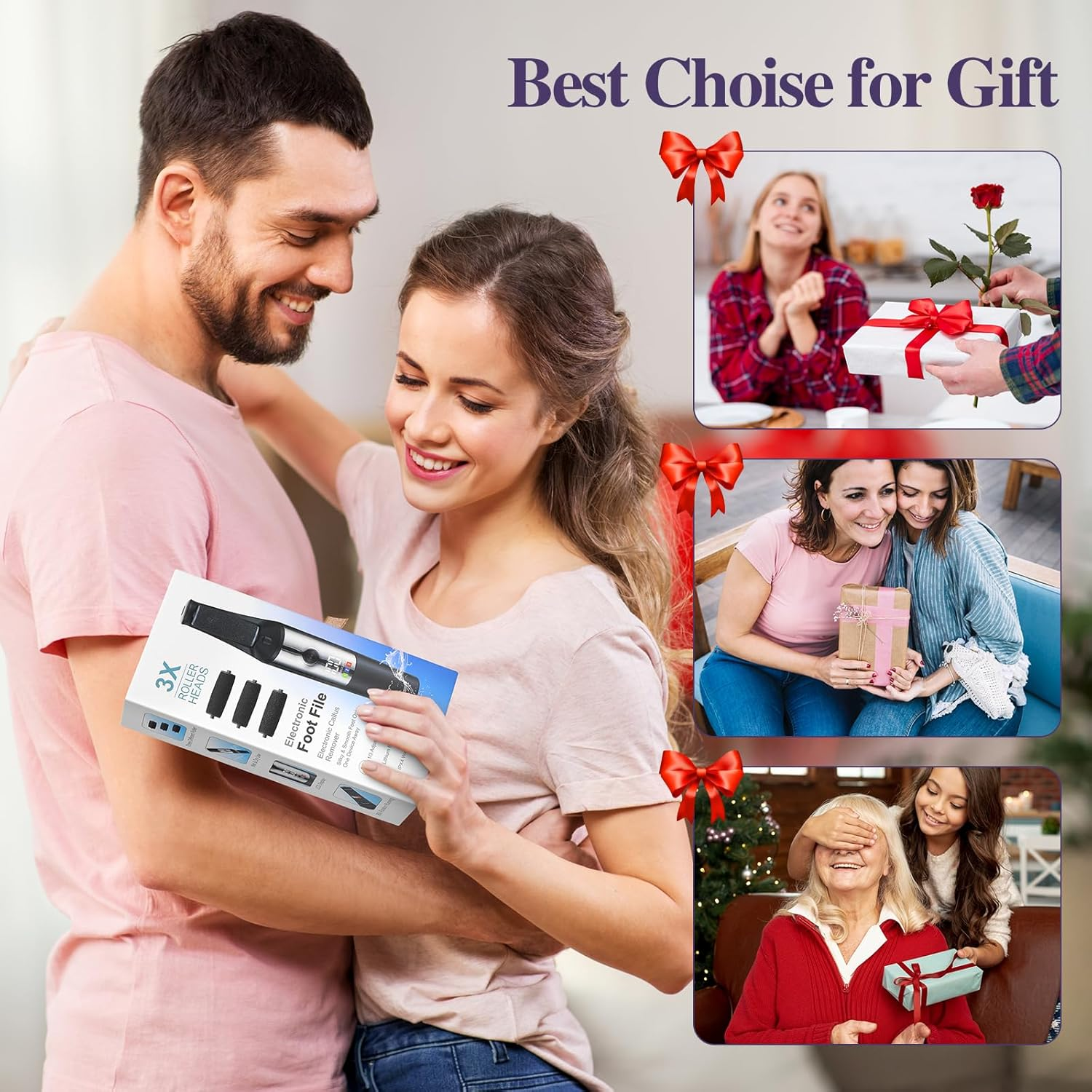 Electric Foot Callus Remover, Smooth Pedicure Wand Feet Rechargeable, Electric Foot File Pedicure Tool with 3 Rollers, 3 Speeds for Dry Cracked Heels, Hard Skin, Calluses, Dead Skin (Black) image number 4