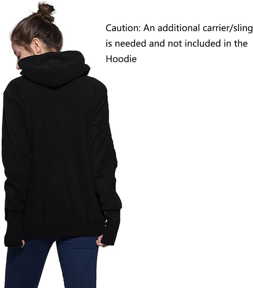 Bocianelli Women Fleece Zip up Maternity Winter Coat Thicken Pullover Sweatshirt Kangaroo Hoodie Jacket for Women image number 4