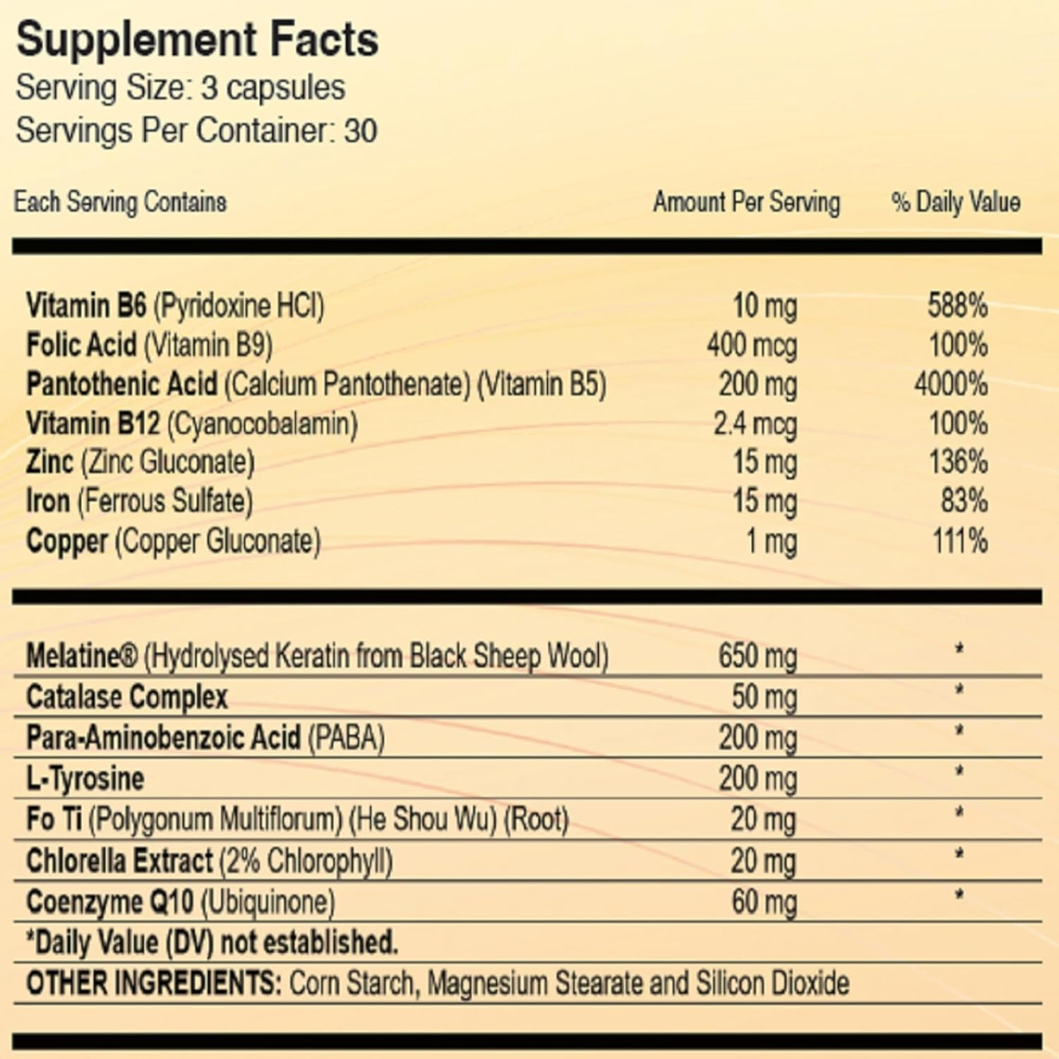 REGENSIFY Hair Melanin Booster Nutrition [Anti Grey Hair Supplement for Men & Women | Melatine&reg;, Catalase, PABA, L-Tyrosine, He Shou Wu, Chlorella Extract, Coq10, Folic Acid, Pantothenic Acid] image number 3