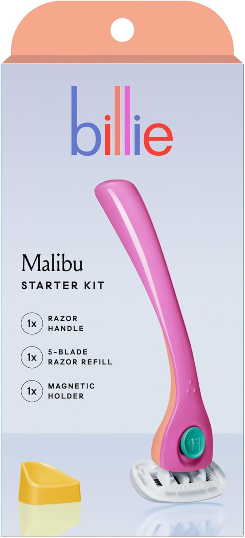 Billie - Malibu Razor Starter Kit +1 | 5 Blades | Women'S Razor | Women'S Shaver | Shower Holder | Magnetic Holder | Aloe Lubricant | Close, Smooth & Gentle Shave | Sensitive Skin | Pivoting Head | Dermatologically Tested | No-Slip Handle image number 4