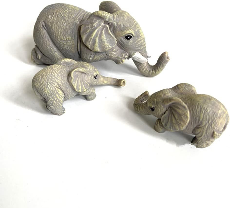 Three Elephants Resin Garden Ornaments Elephant Elephant Small Elephant Hanging Crafts Elephant Sitting Statue Piece Set Elephant Decor Creative Home Decor, Grey image number 2