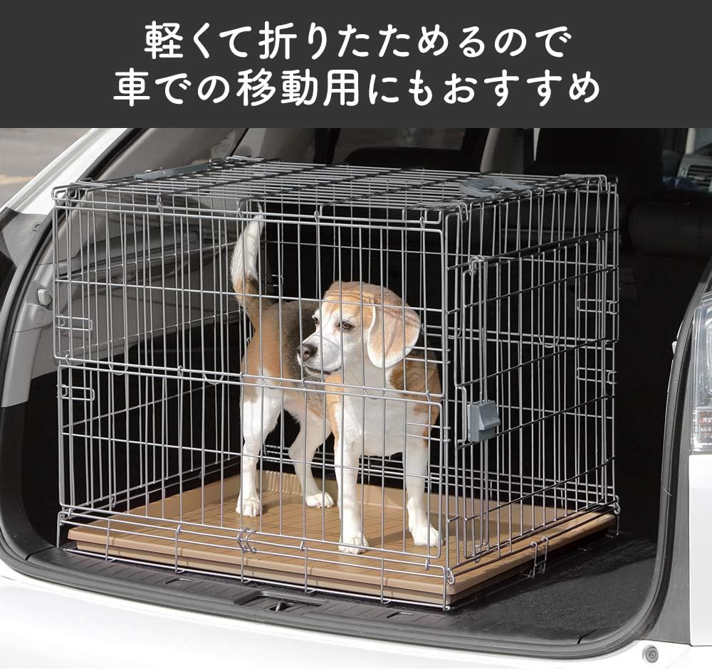 Iris Ohyama Dog Cat Cage, Folding, Silver, for Medium Dogs, Width 21.5 X Depth 30.3 X Height 23.8 Inches (54.5 X 77 X 60.5 Cm) image number 5