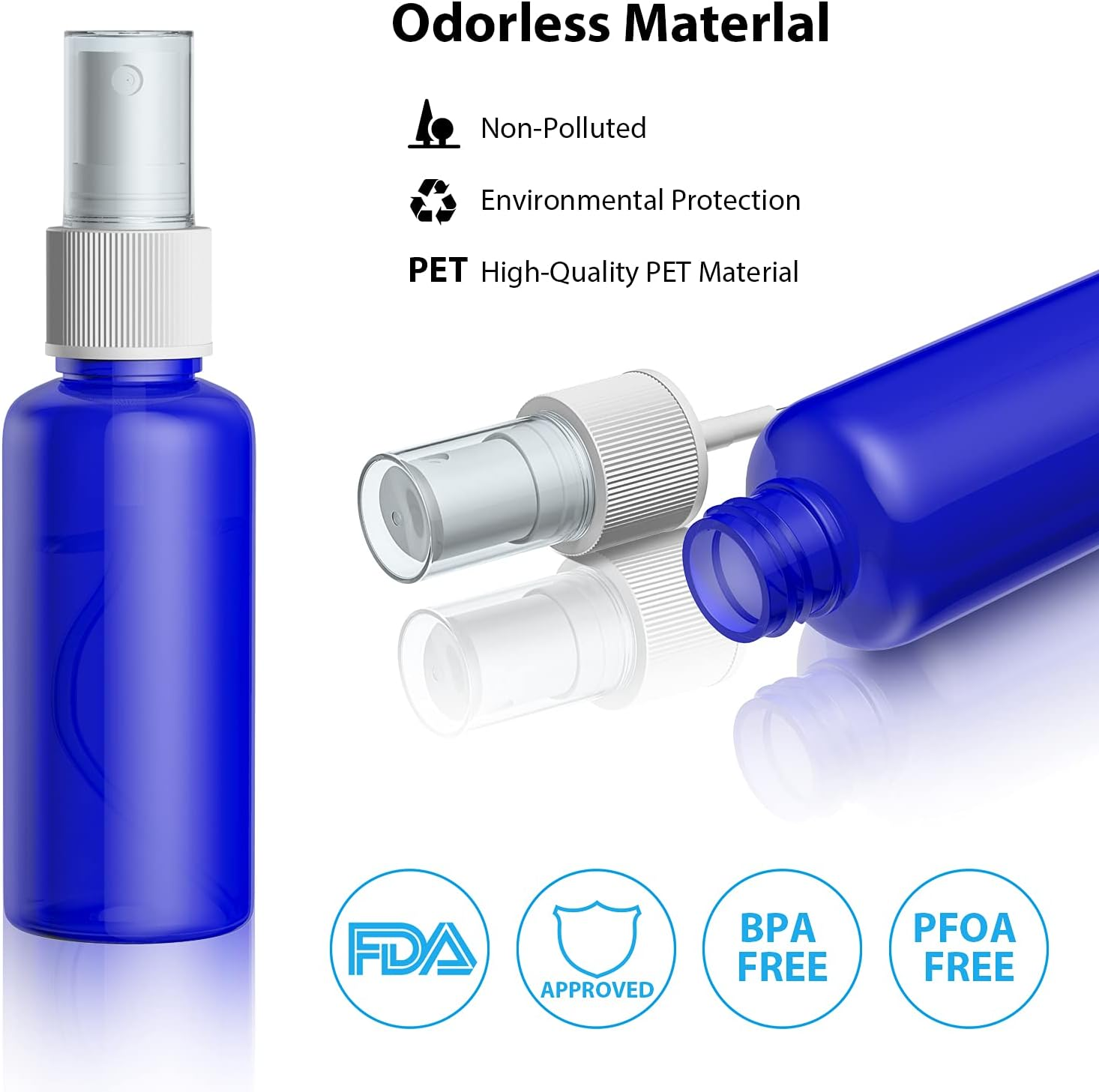 Spray Bottles Plastic Small Mist Travel Bottles Set 10 Pcs 50Ml Liquid Atomiser Refillable Containers with 2 Funnels 1 Sheet Labels (Blue) image number 4