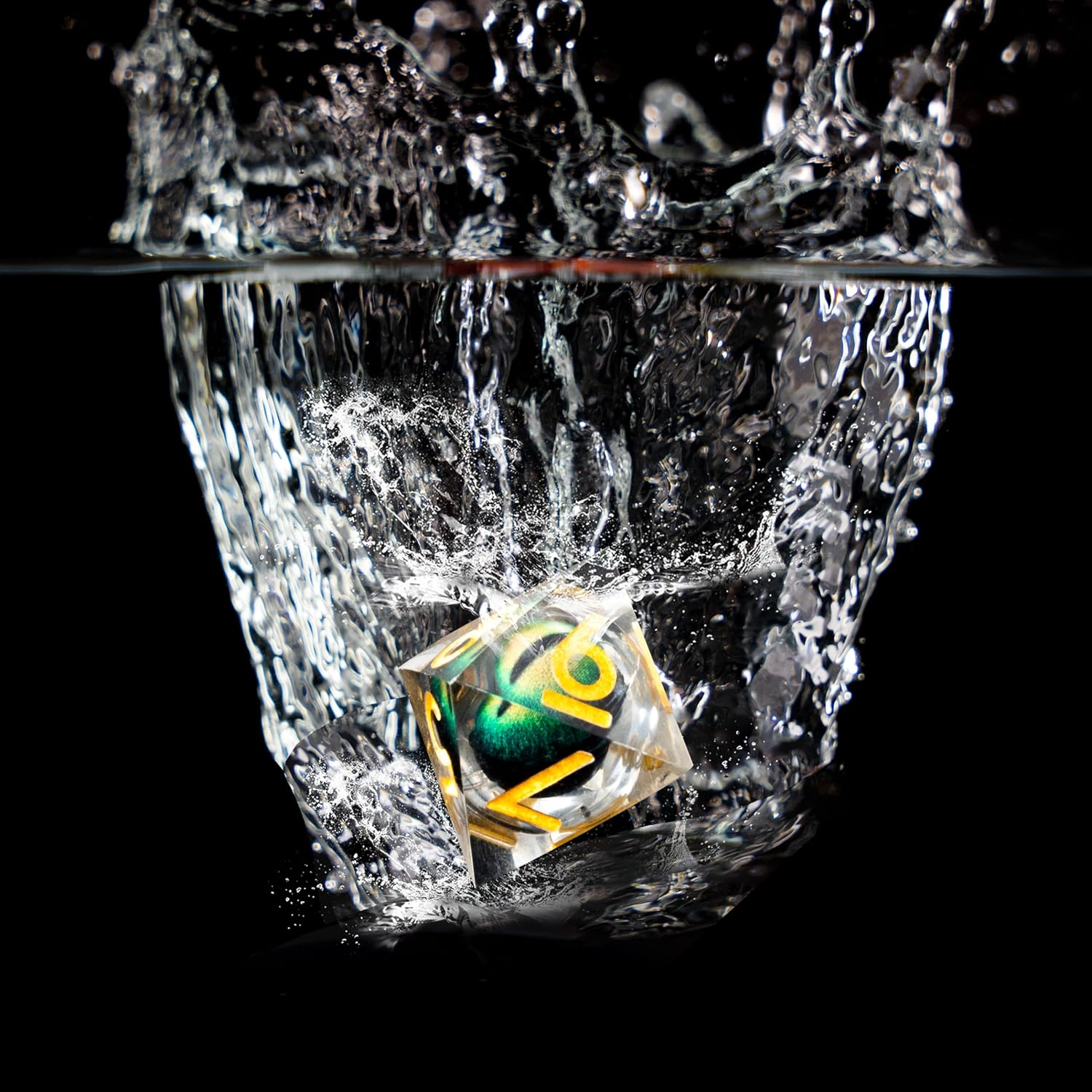 Beholder'S Dragon Eye DND Dice Set,Sharp Edge Liquid Core Resin Handmade Dice with Gift Box 7 PCS for Role Playing Dungeons and Dragons Ttrpg(Dark Green Dargon Eye) image number 6