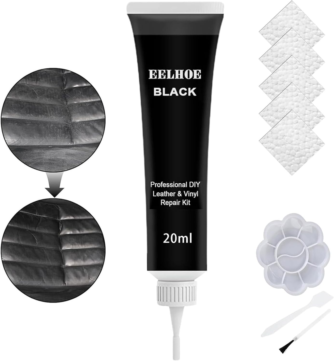 Taimeimao Premium Leather Balm, Organic Leather Care with Beeswax, Intensive Leather Care, Premium Balm, for Care and Cleaning of Bridle Saddles Shoes Leather Clothing, Leather Repair Set