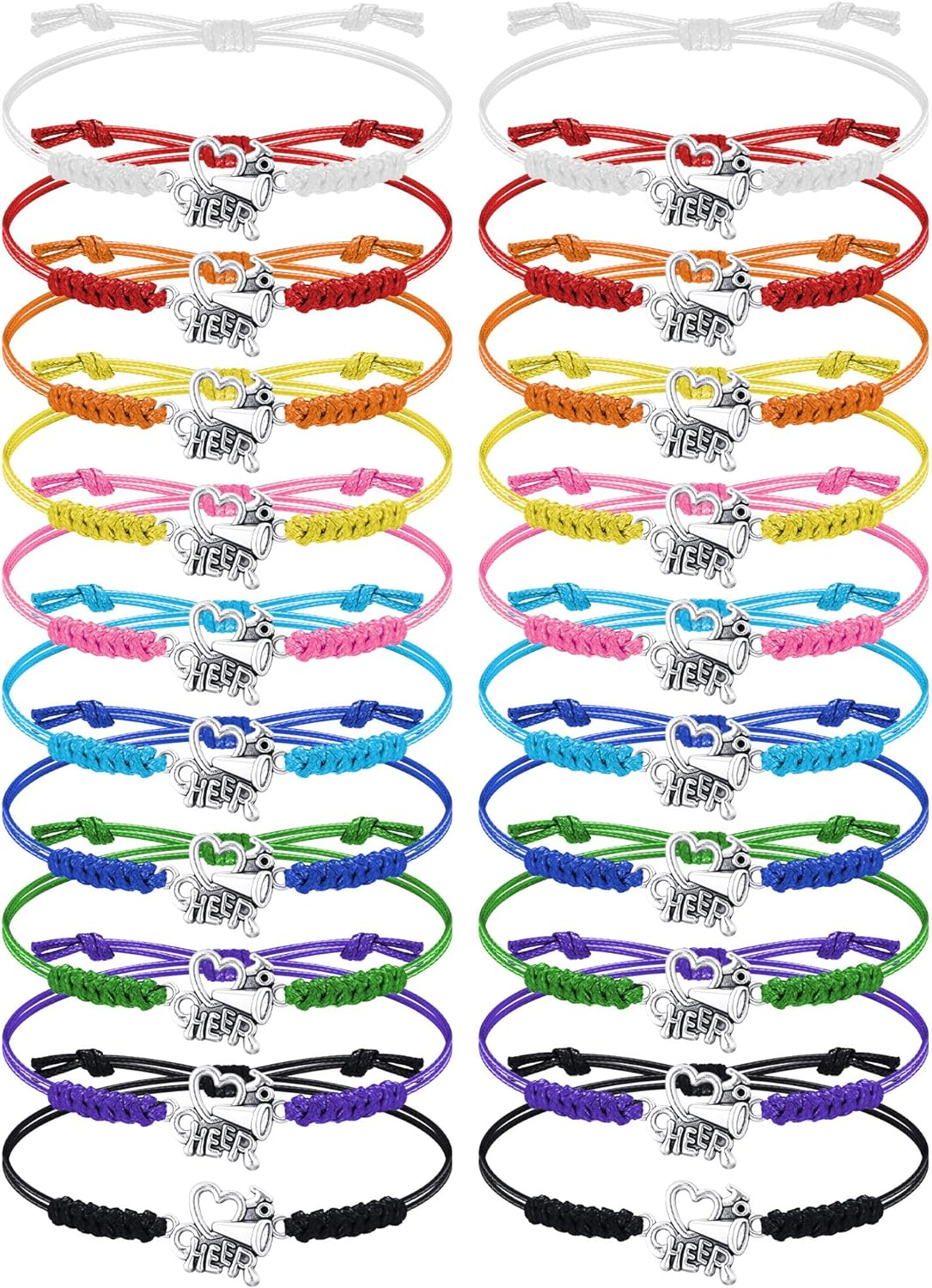 Rtteri 20 Pcs Cheerleader Gifts Cheer Bracelet Girls Cheerleading Charm Bracelet Adjustable Cheerleader Gifts for Cheer Team Cheerleading Jewelry Accessories Bulk