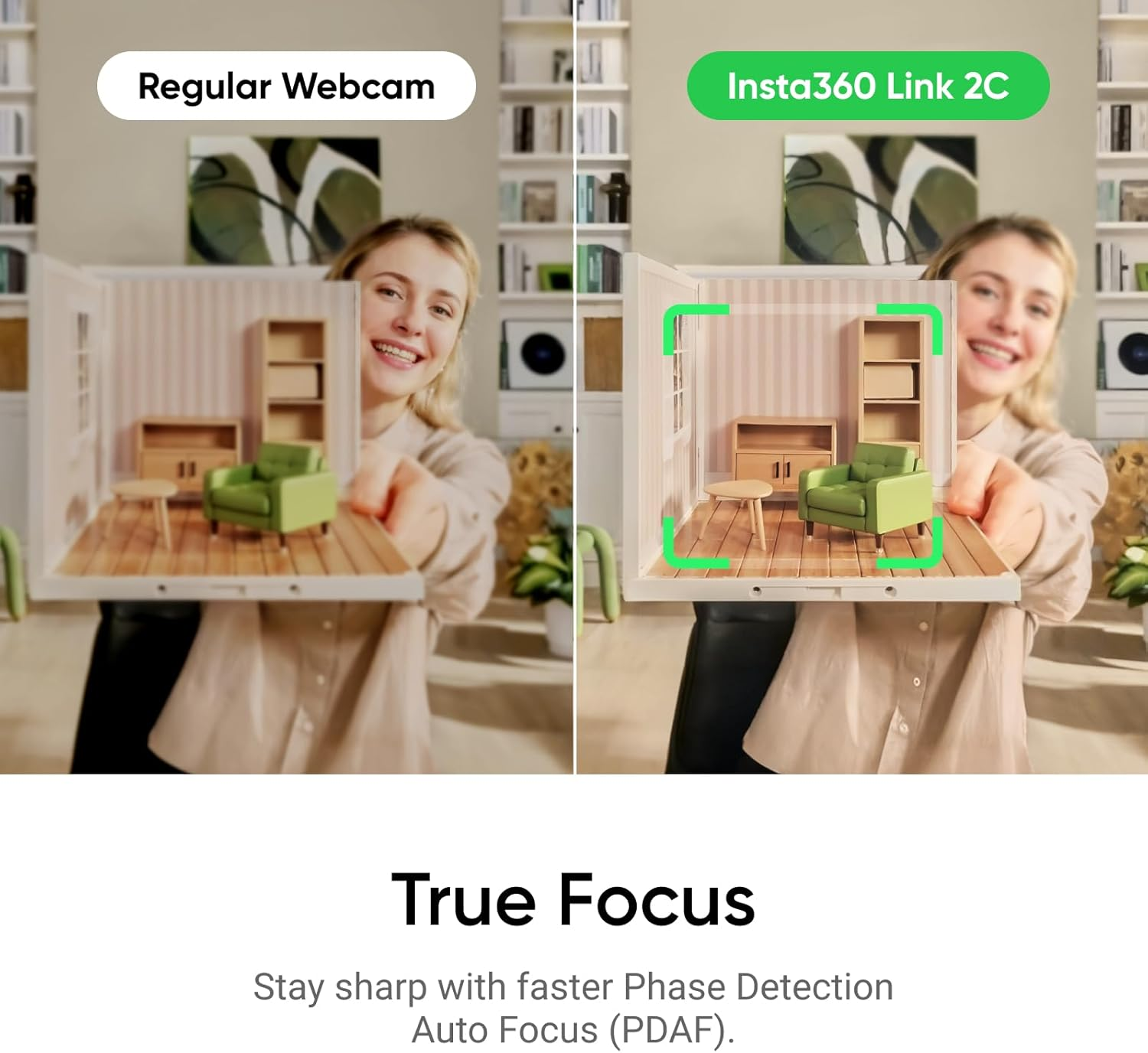 Insta360 Link 2C - 4K Webcam for Pc/Mac, 1/2" Sensor, Auto Framing, HDR, AI Noise-Canceling Mic, Gesture Control for Streaming, Video Calls, Gaming, Works with Zoom, Teams, Twitch & More image number 1