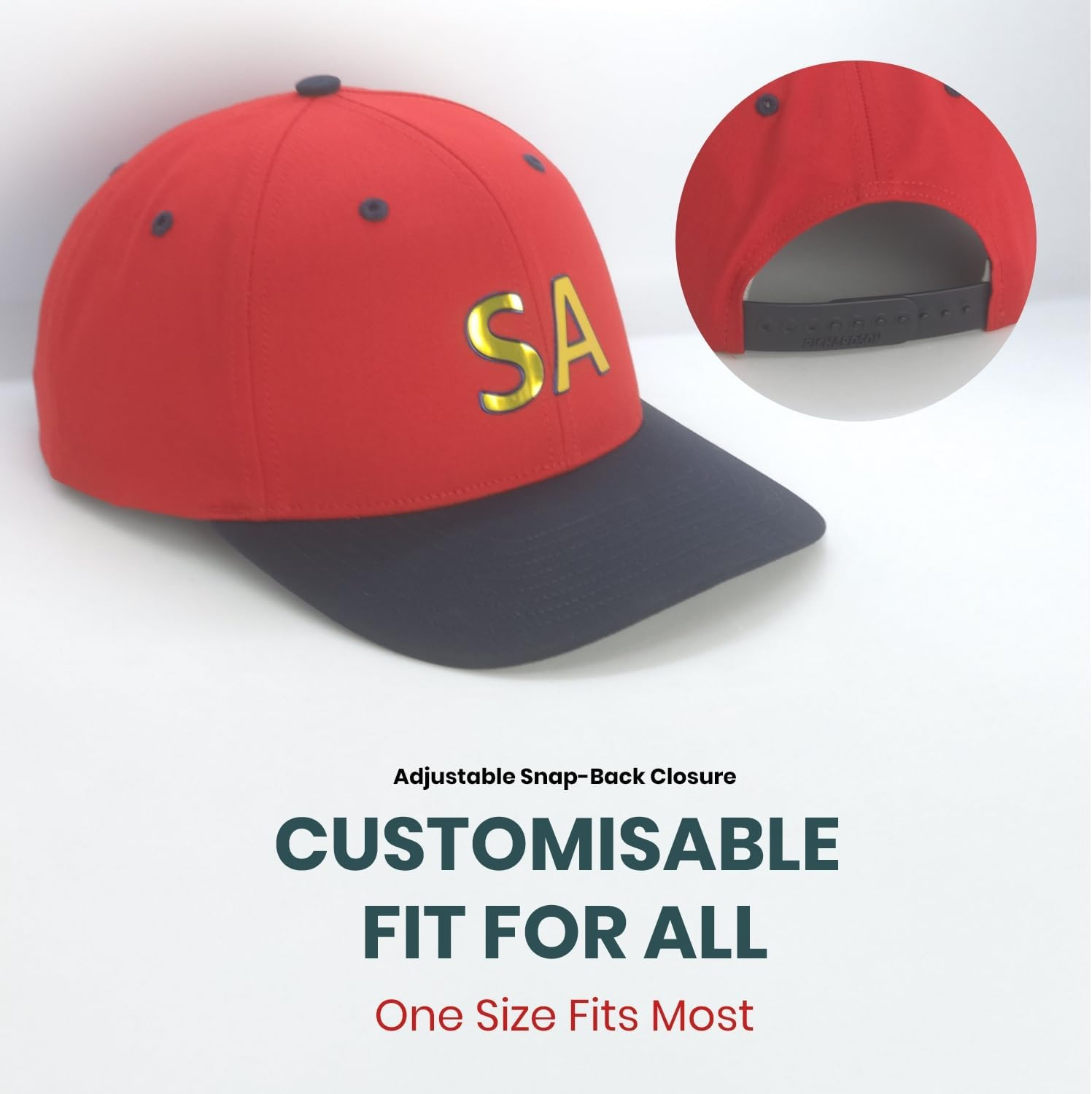 South Australia Supporters Cap, Richardson Pro 212 Baseball Cap, Bold 'SA' Text, Lightweight Cotton-Poly Twill, Adjustable Snapback, Pre-Curved Underbill, Sports & Casual Wear, Red-Black Colour image number 5