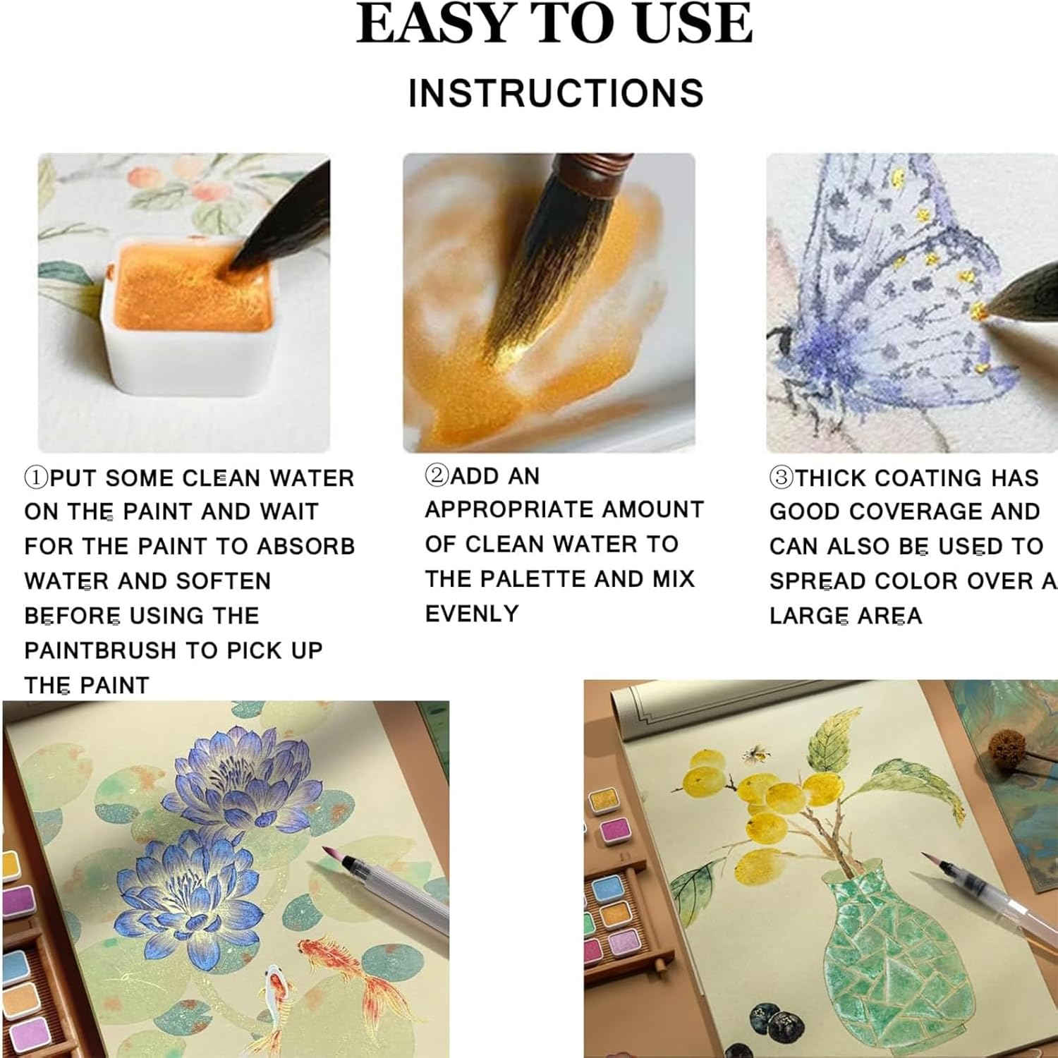 Metallic Glitter Watercolors, 20 Colors Shifting Watercolor Painting Set, Metallic Watercolor Paint, Shimmer Watercolor Paints Set, Shimmer Colourful Painting Kit for Adults Beginners image number 3