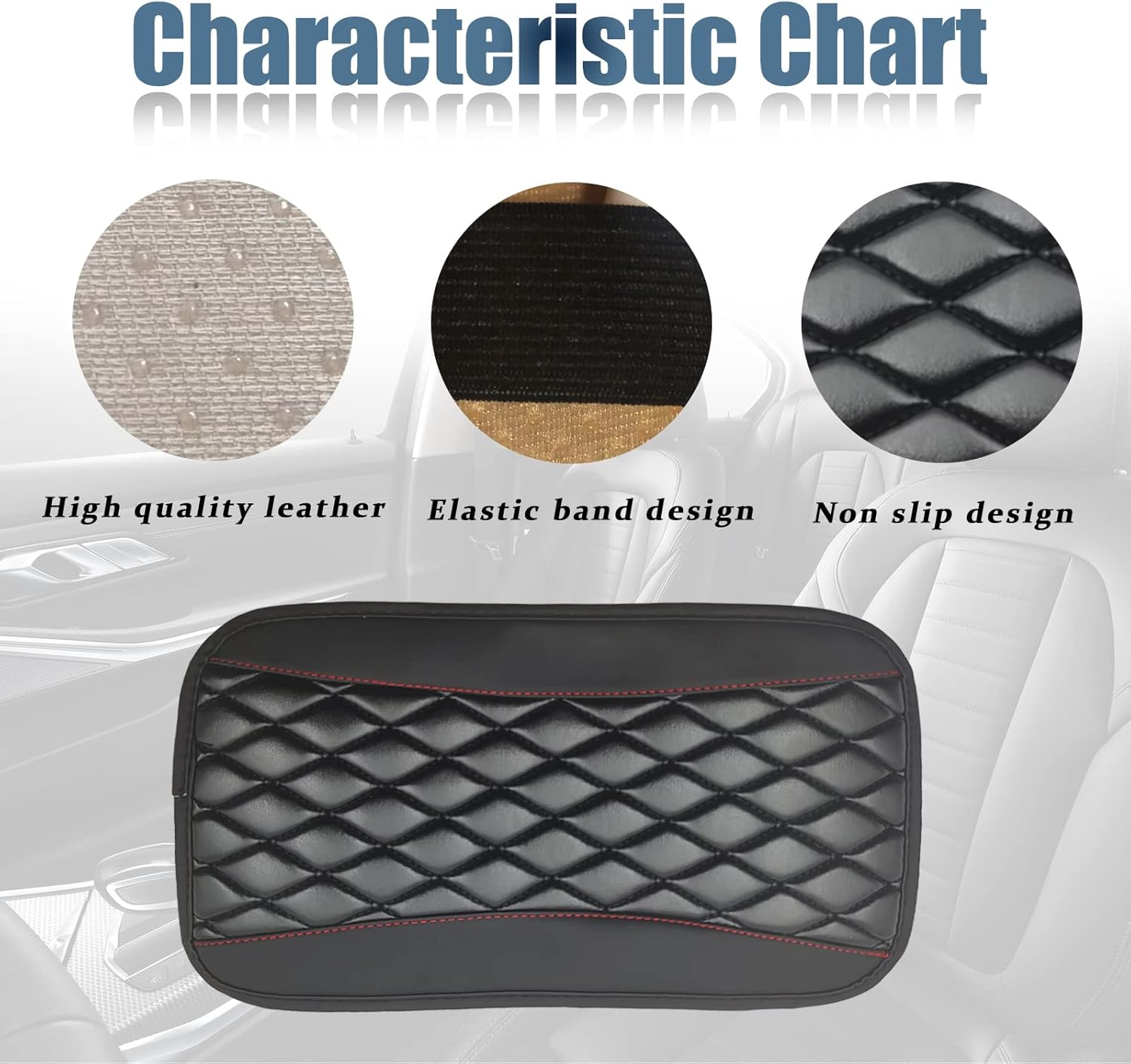 Car Center Console Cover, Universal Leather Waterproof Armrest Seat Box Cover Protector, Comfortable Car Decor Accessories Fit for Most Cars, Vehicles, Suvs-Black - Gem Green image number 3