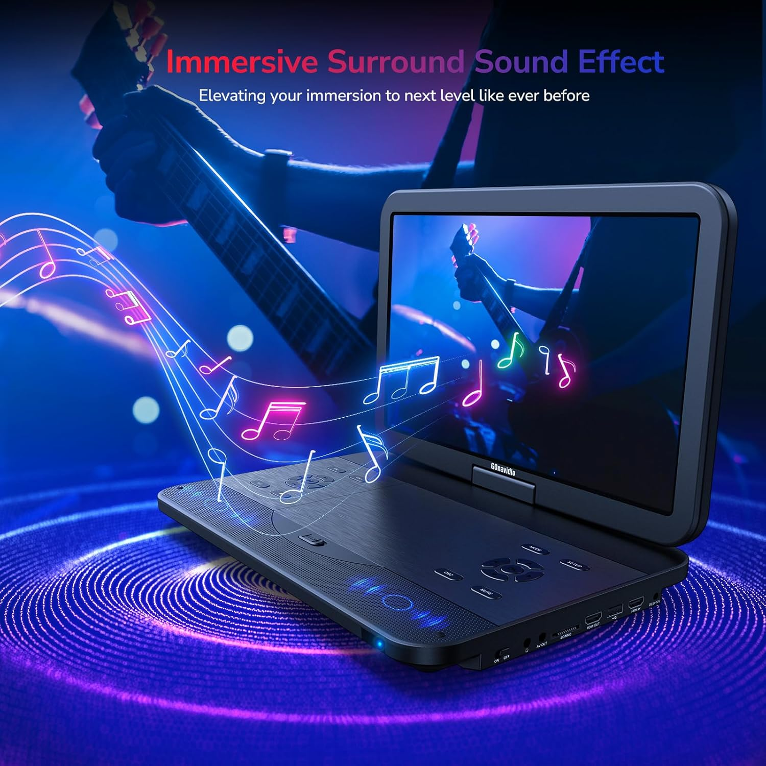 17.5" Portable Blu-Ray DVD Player with 15.4" 1920X1080 HD Large Screen, 5 Hours Battery, Surround Audio Sound, Support HDMI In/Out, USB/SD Card Reader, MP4 Video Playback, Sync TV image number 2