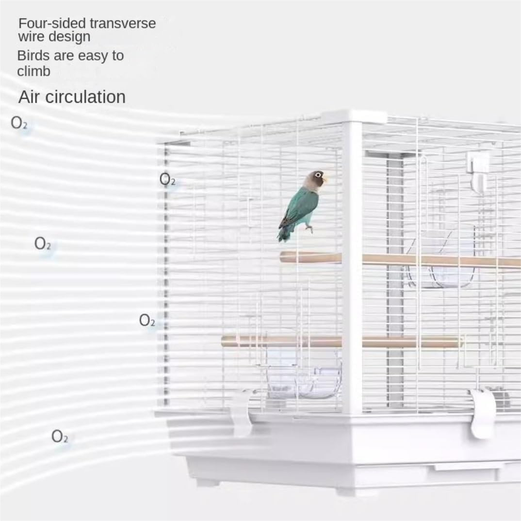 Bird Cage Birdcage Square Metal Bird Cage with Bird Feeder, Tray for Parrots Conures Lovebird Cockatiel Parakeets Bird Cages (Color : Pink, Size : 46 * 46 * 50Cm)
