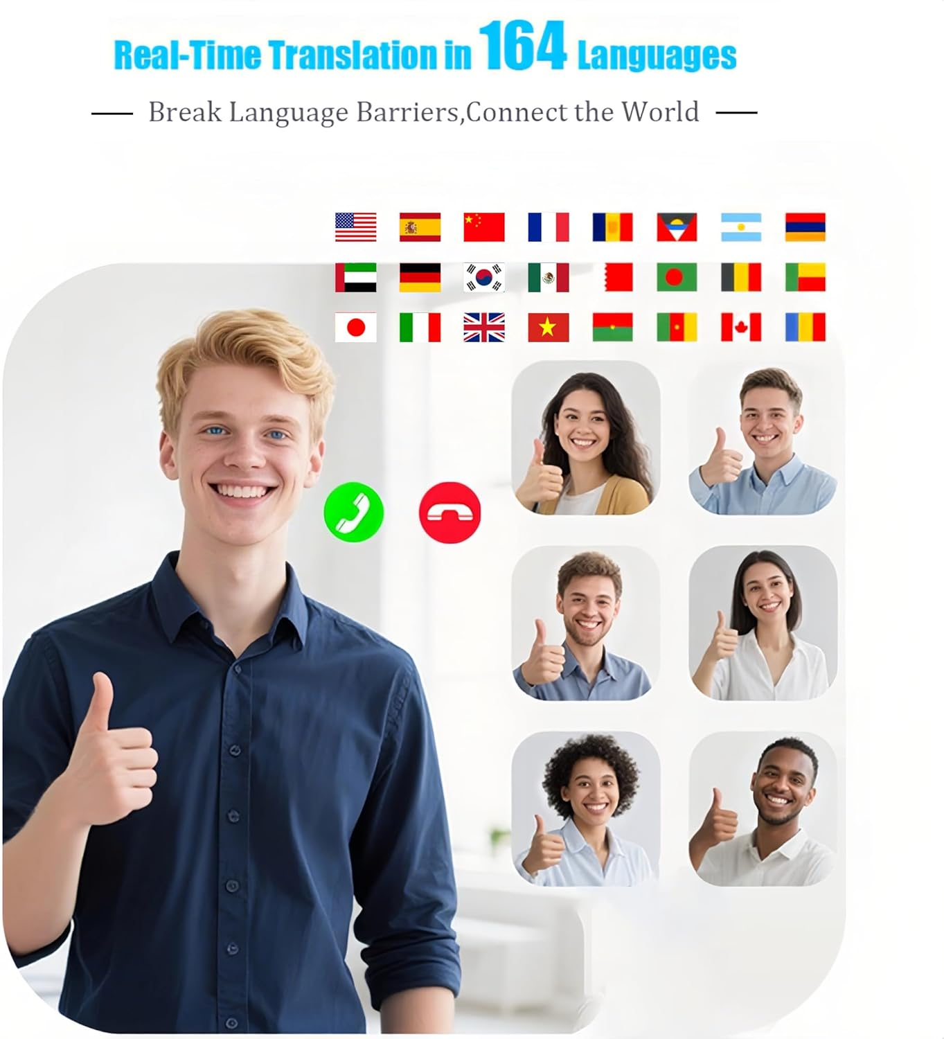 AI Translation Earbuds Real Time 164 Languages Translator Earbud 3 In-1 Bluetooth 5.4 Audifonos Traductores Ingl&eacute;s Espa&ntilde;ol Translating Device for Travel Business Leaning Ios & Android Compatible image number 4