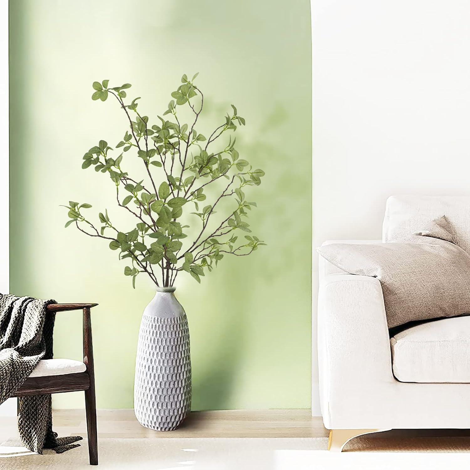 Ruidazon 2 Pcs Artificial Greenery Stems, 41.3&rsquo;&rsquo; Tall Fake Plants Branches Faux Greenery Ficus Twig Leaf for Home Garden Shop Office Desk Decoration image number 6