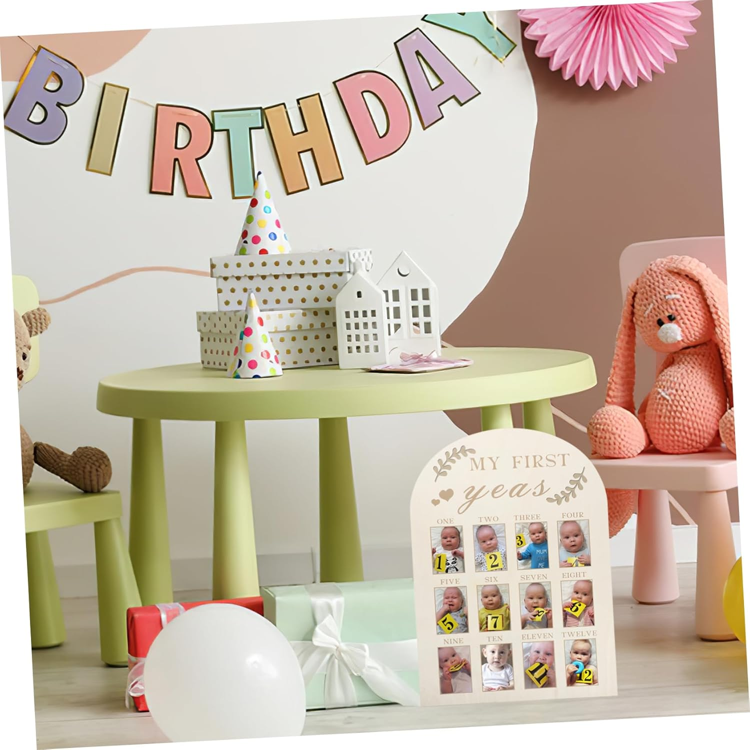 Vaguelly Sturdy Wooden Photo Frame for First Year Newborn Milestones Month Keepsake image number 4