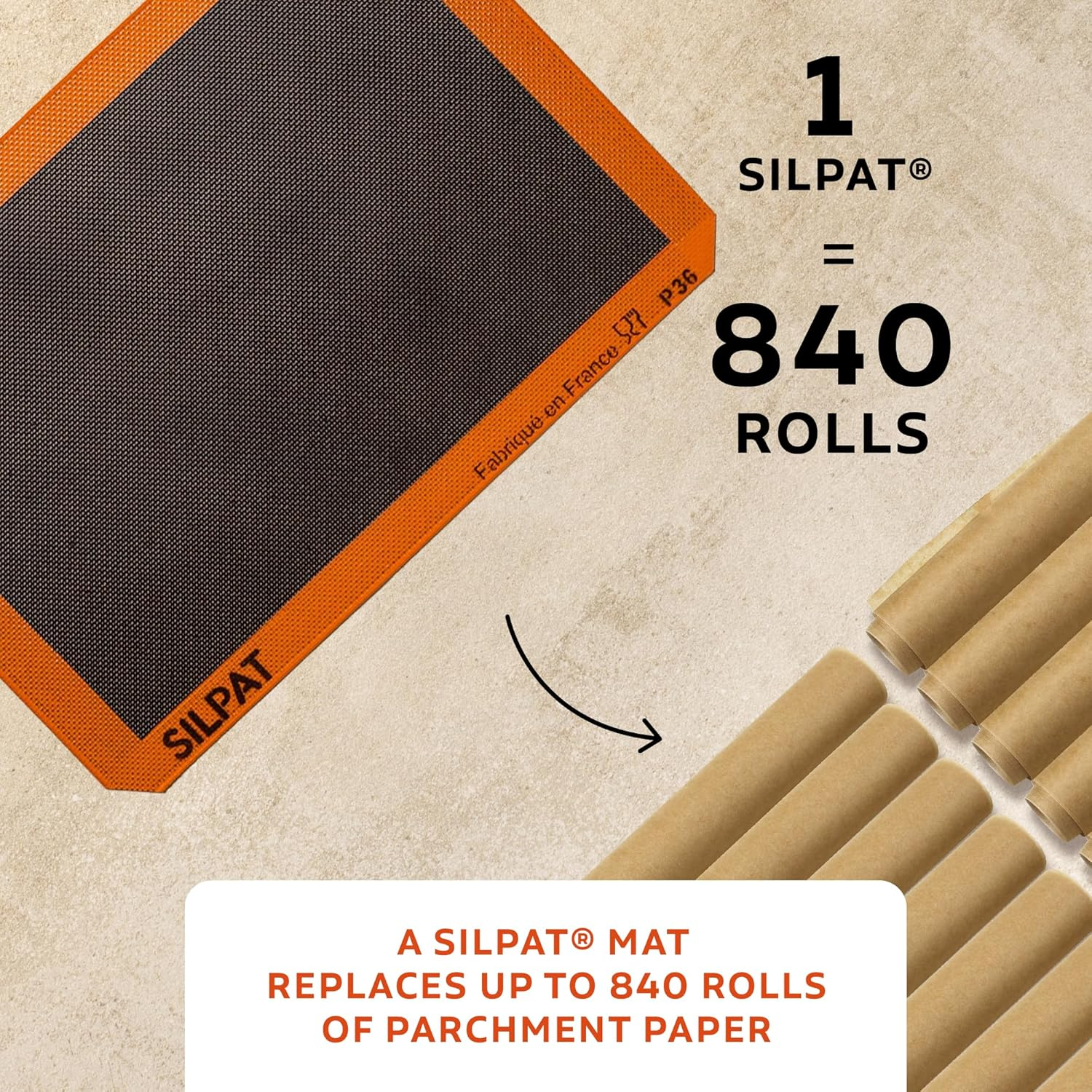 Silpat SN 415 290 02 Silpain Premium Non-Stick Silicone Baking Mat for Bread, 11-5/8" X 16-1/2", Black image number 3