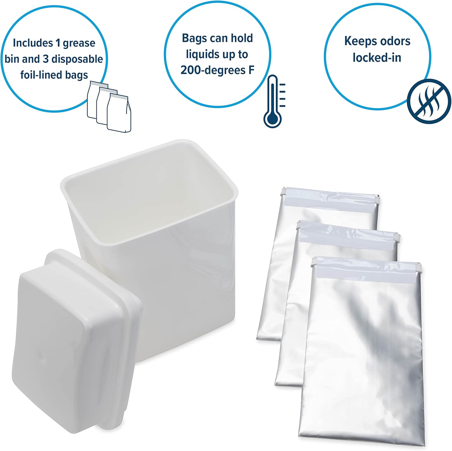 Camco Cooking Grease Storage Bin | Help Stop RV and Marine Kitchen Drains from Getting Clogged | Foil Liners Hold Liquid up to 200-Degrees Fahrenheit (42281) image number 5