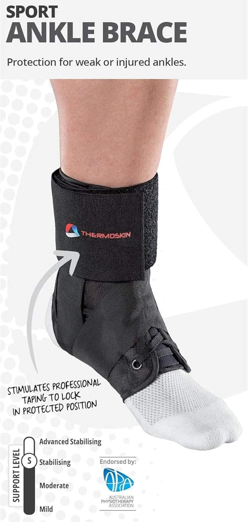 Thermoskin Sports Ankle Brace, Black, L image number 1