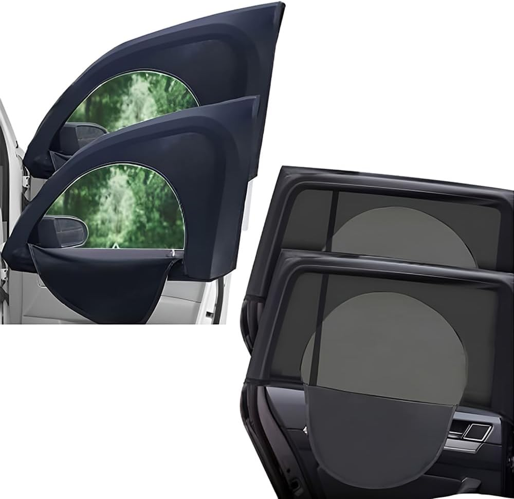 4PCS Car Window Shades, Reathable Mesh Sunshades, Stretchy Mesh Car Window Shade, Front Rear Window Cover Screen, Car Window Sunshades for Privacy Protection image number 6