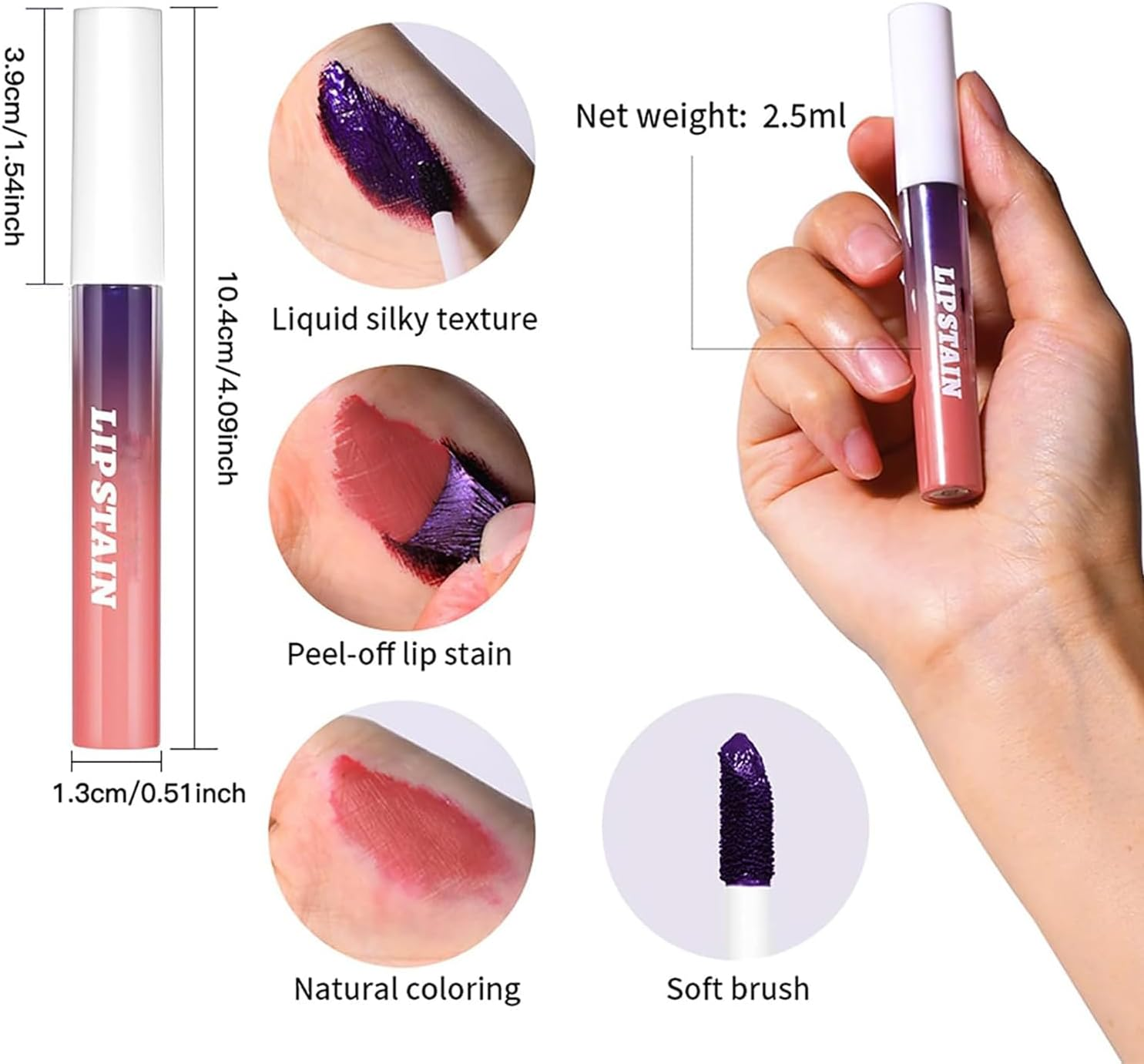 3-Piece Peel off Lip Stain Set, Long Lasting Matte Lip Tattoo, Peel off Lipstick Lip Liner Waterproof Colours Change Lip Gloss Transfer Proof Natural Makeup Stain Kit image number 1
