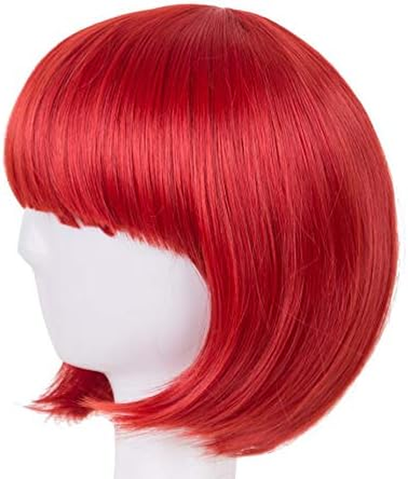 Short Straight Bob Hair Wigs 10" Natural Black Synthetic Party Costume Wig - White image number 7