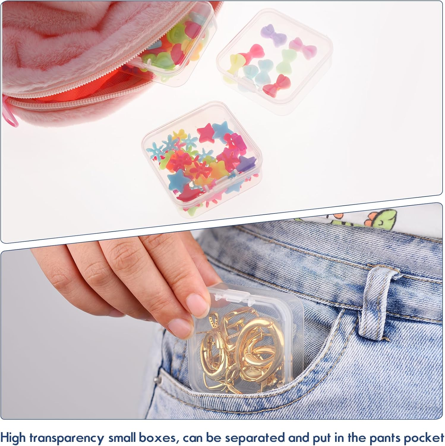 Douorgan Small Bead Storage Containers 30 Pieces Plastic Storage Organizers Stackable Art Storage Case Transparent Boxes Jewelry Beads Storage Box(1 Pack) image number 6