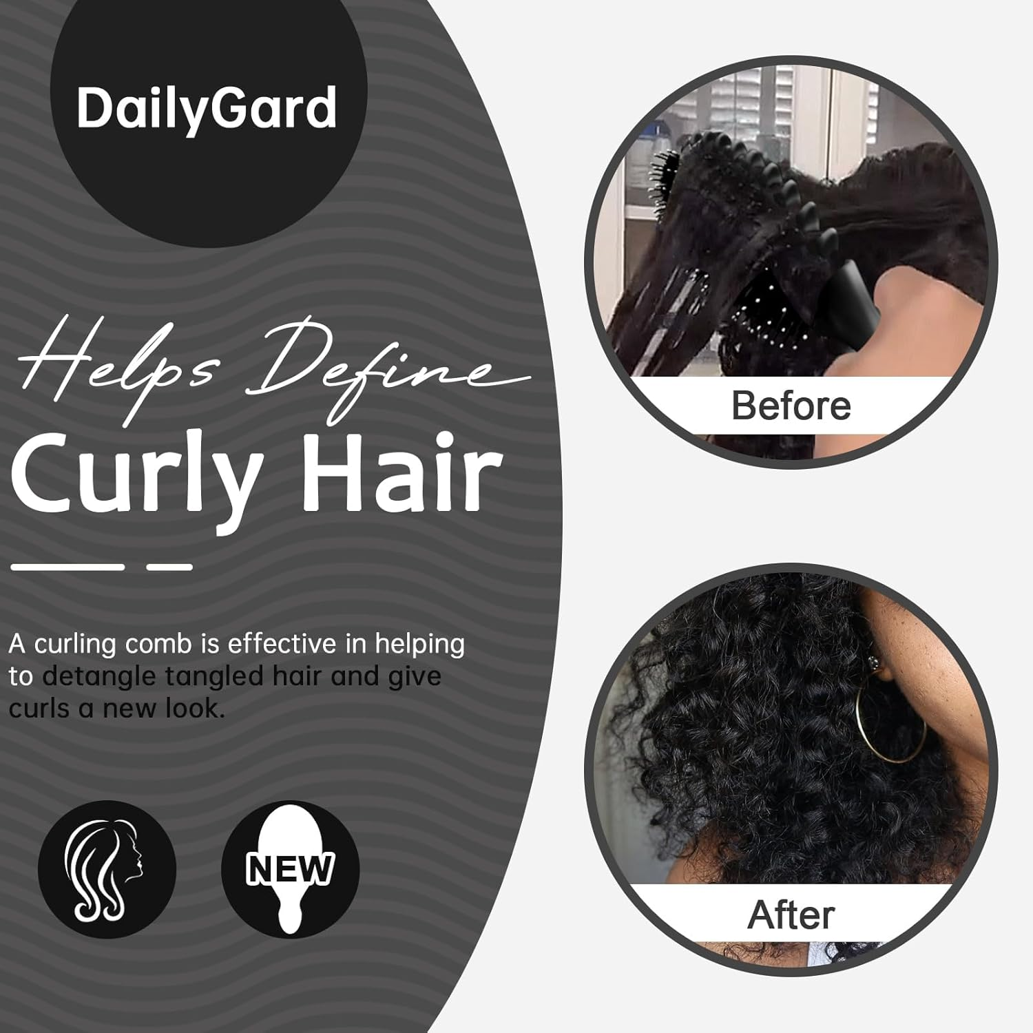 Qaestuan Curl Hair Brush, Curl Define Styling Brush, Hair Brush for Detangling for Women, Hair Brush without Pulling for Curls & Long Hair, Curl Detangler Brush for Men and Women image number 3