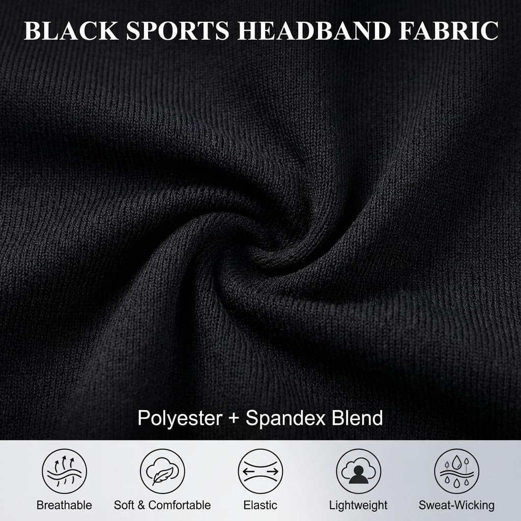 3 Pack Wide Headbands for Women Men - 6Cm Stretchy Sweatband, Non-Slip Soft Sports Head Band for Running Gym Yoga Workout Fitness