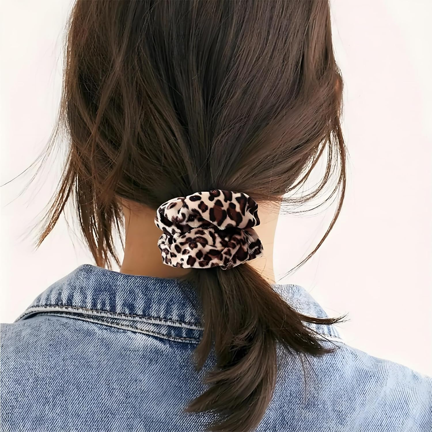 Set of 2 Leopard Print Velvet Hair Bobbles with Premium Elasticity - Fashion Accessories for Updo and Everyday Use (Skin-Friendly)