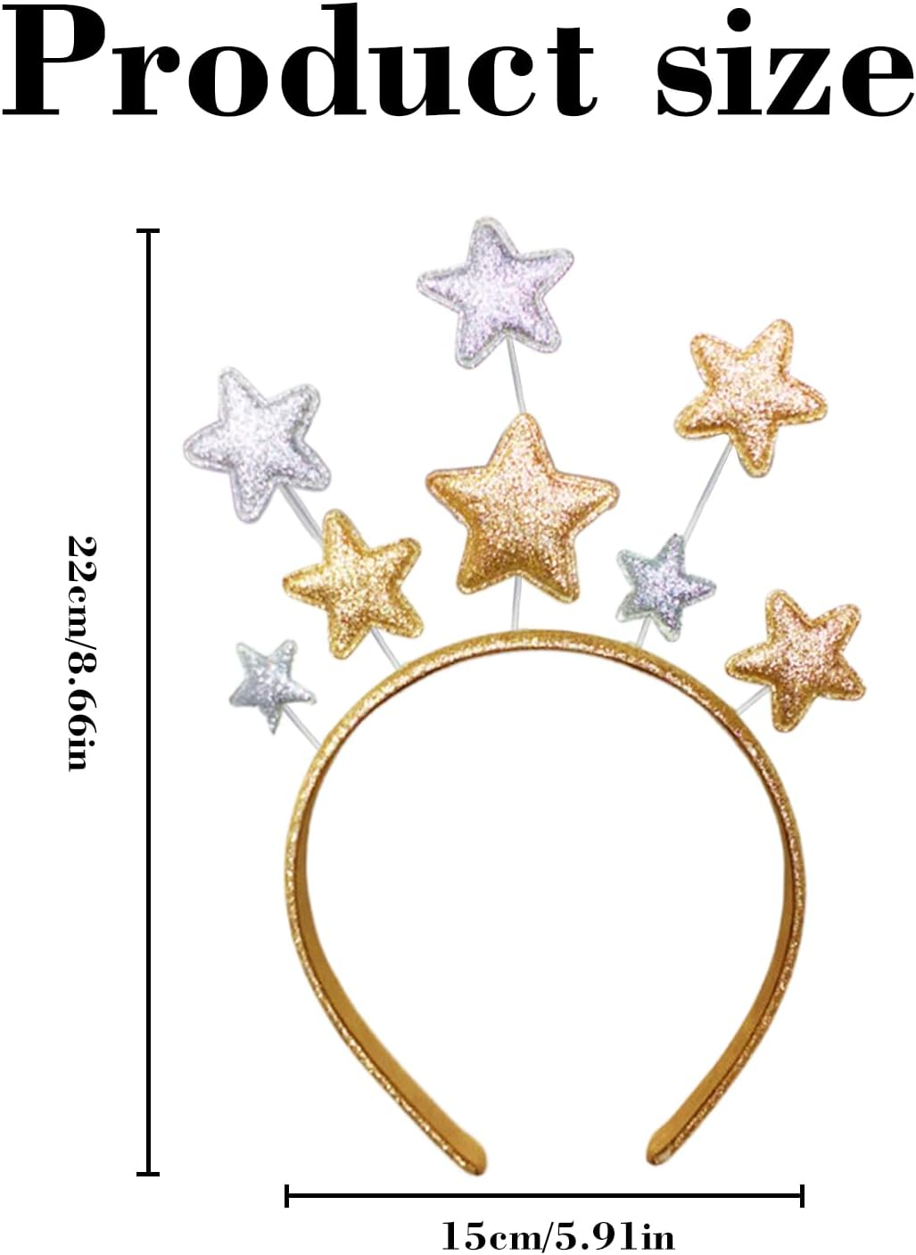 DUOJINSANXI Star Headband, Gold Glitter Star Headpiece, Star Costume Adult, Star Headbands for Women, Christmas Star Hairband, Holiday Birthday Party Festival Headwear Hair Accessories for Girls