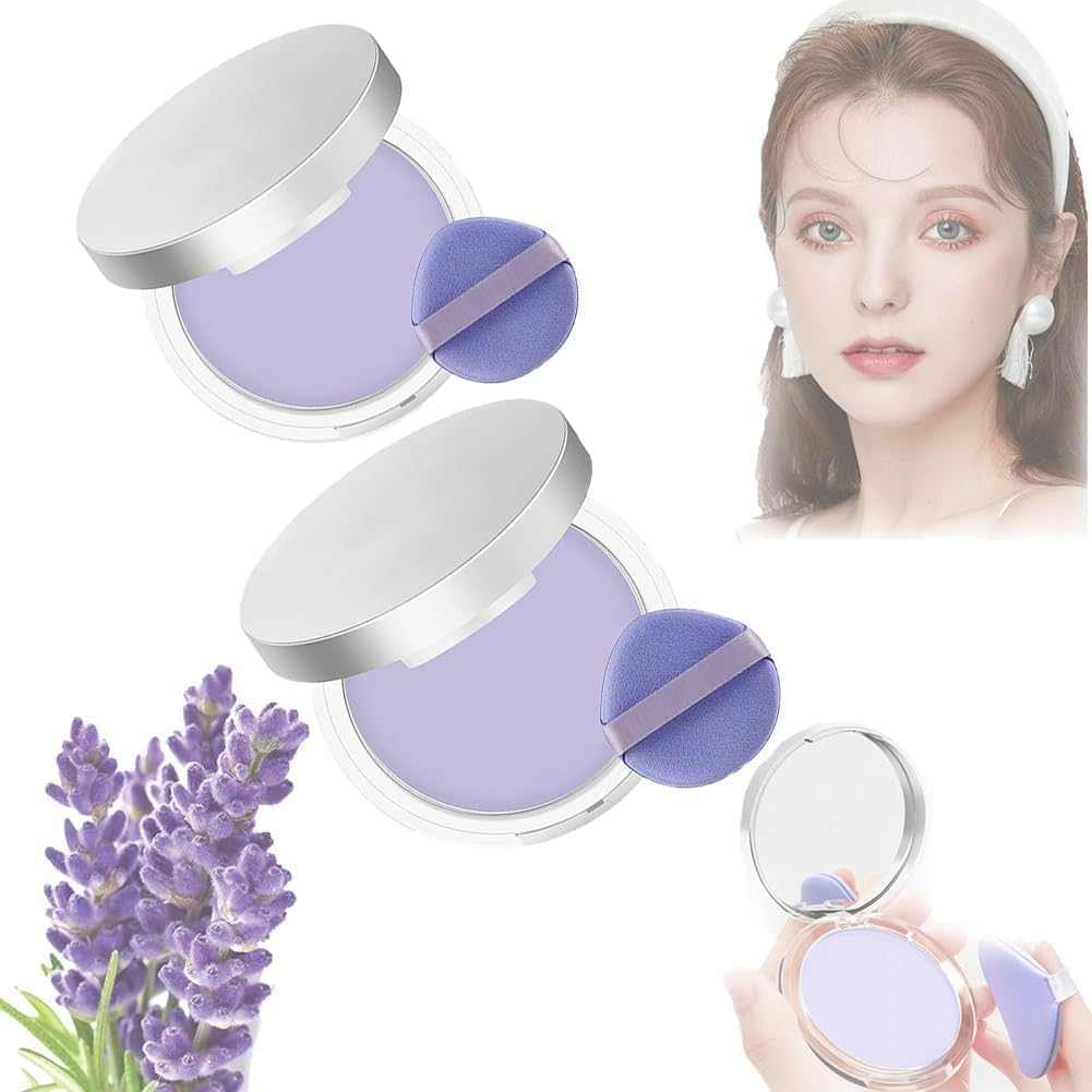 Lavender Matte Powder,Lavender Setting Powder, Silky Blurring Oil Control Long-Lasting,For Silky Blurring Oil Control Long-Lasting Makeup