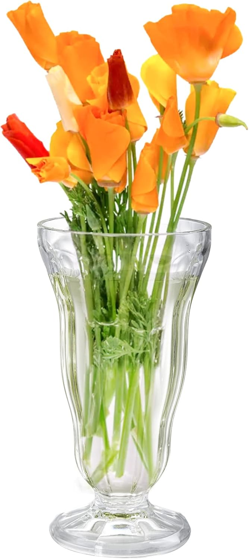 6 Pack Acrylic Milkshake Glasses, 15 OZ Clear Old Fashioned Soda Glass, Shatterproof Footed Ice Cream Cups, Plastic Pina Colada Fountain Glasses, Great for Juice, Tropical Drinks, Party image number 3