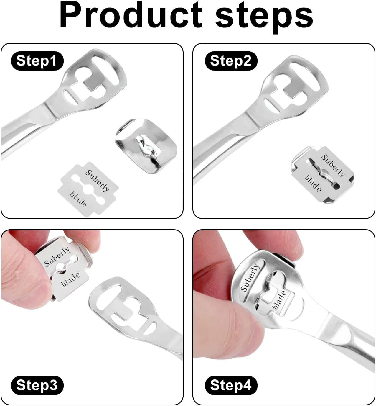 52 Pcs Callus Shaver Set,Funcyboo Callus Shavers Foot Care Razor Foot Shaver Pedicure Tools Heel Scraper for Feet (50 Replacement Blade &1 Stainless Steel Callus Shaver and 1 Foot File Heads)