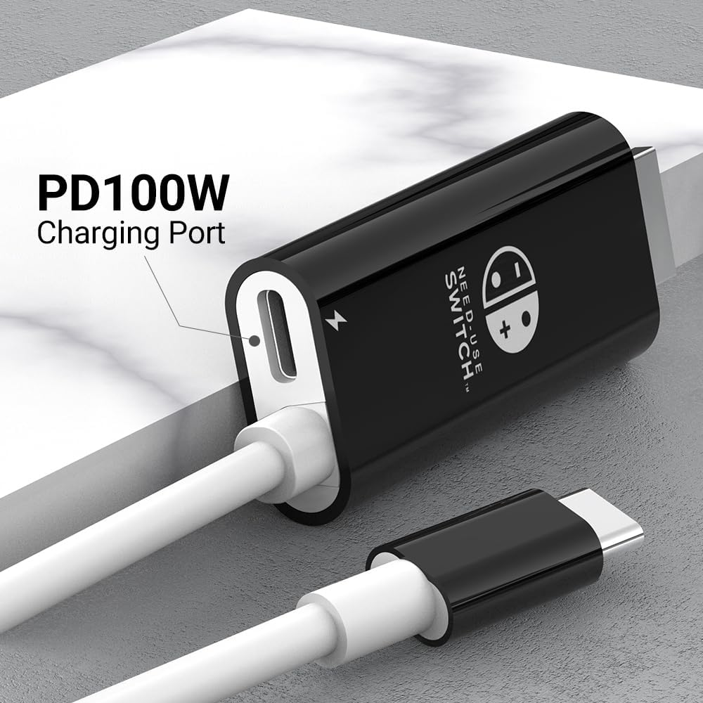 Boreguse Switch Dock for Nintendo Switch Docking Station 1.8M/6Ft USB C to HDMI for NS/OLED Mode,Type C to HDMI TV Adapter with 1080P@60Hz Output, 100W PD Charging Port - Black And White image number 6