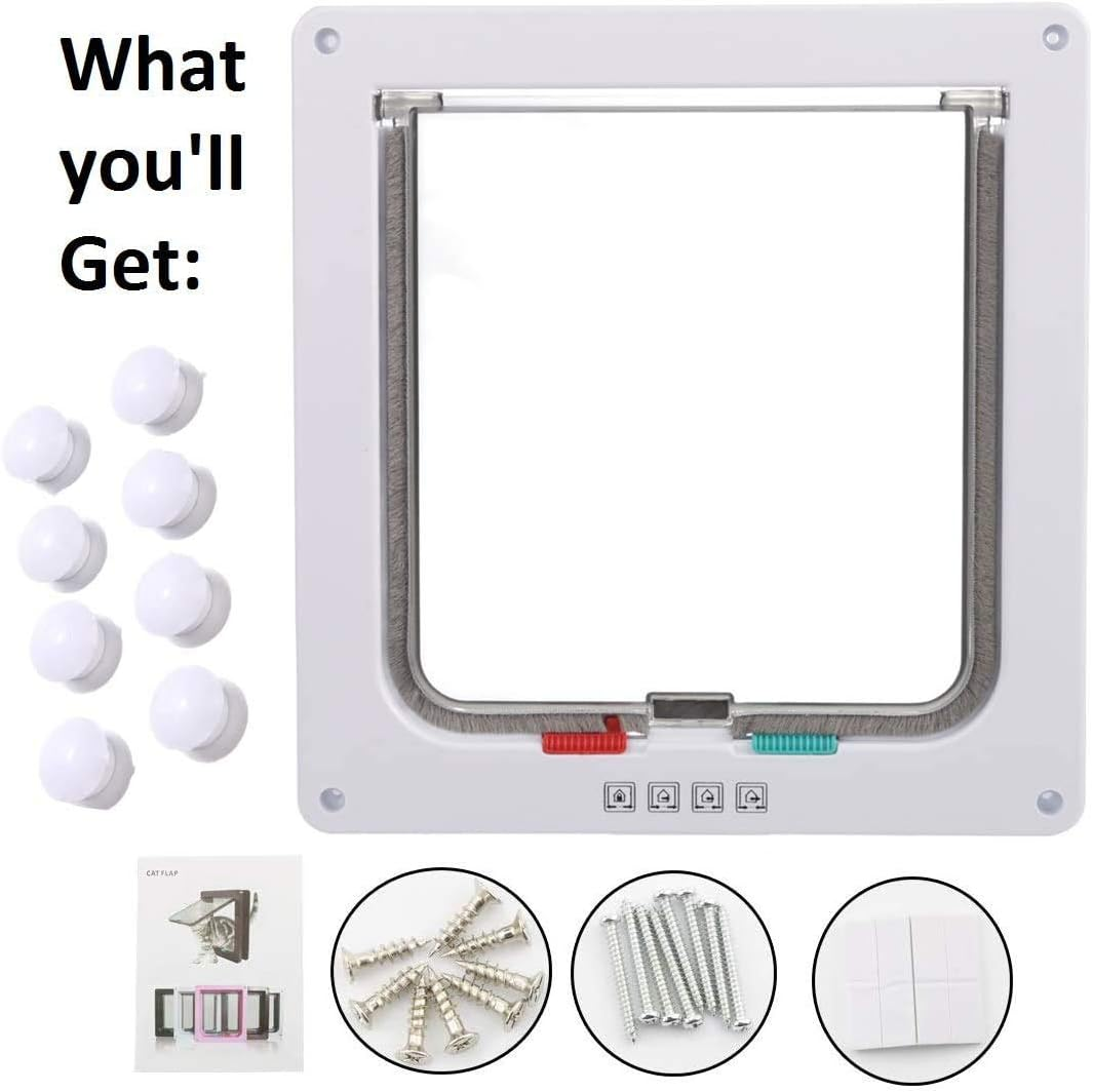 Sailnovo Cat Flap 4 Way Magnetic Closure for Cats, Small Dogs 19 X 20 X 2 Cm Dog/Cat Door/Pet Flap, Easy to Install with Telescopic Frame image number 7