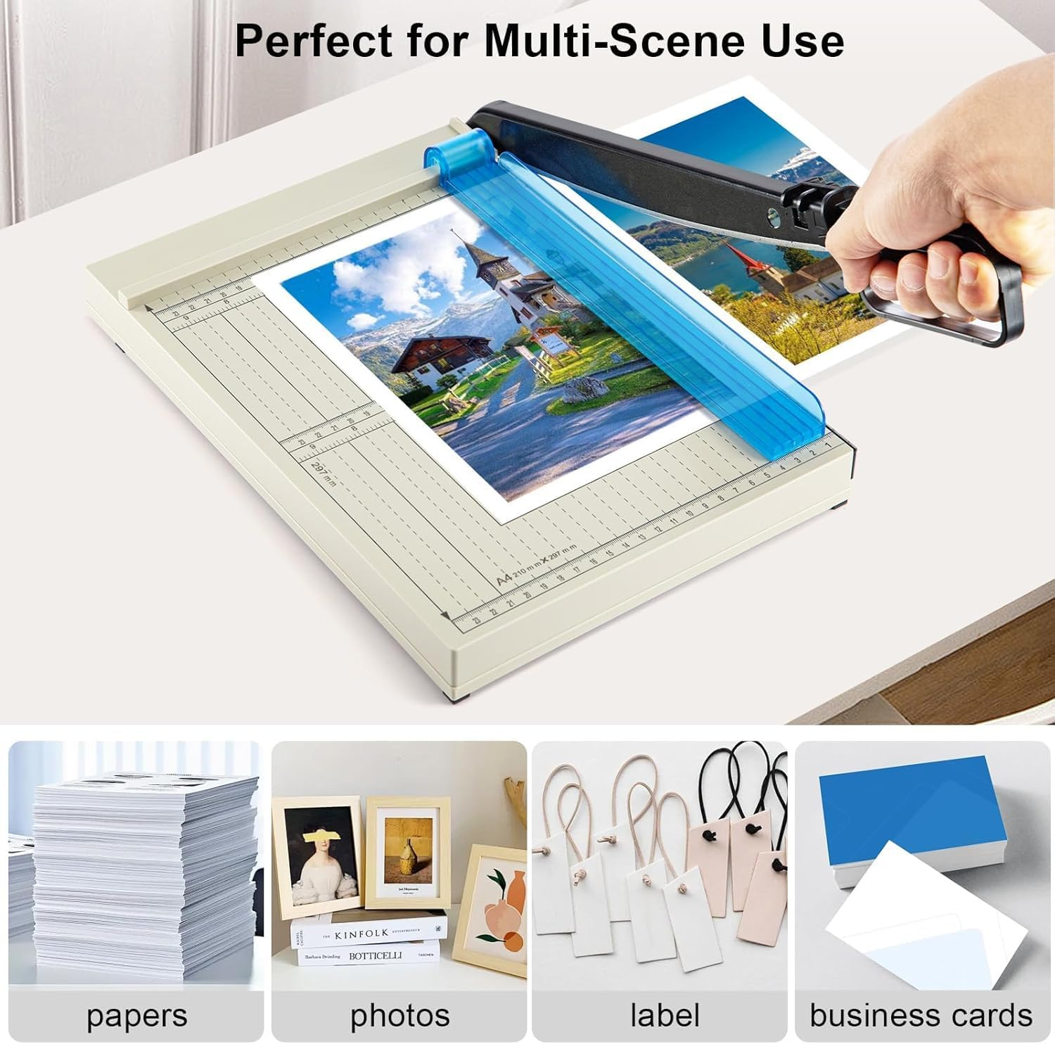 Paper Cutter, 12" Guillotine Paper Cutter for A4/A5/B5, 12-Sheet Capacity with Precision Grid Heavy Duty Paper Trimmer for Cardstock, Photos, Crafts image number 2