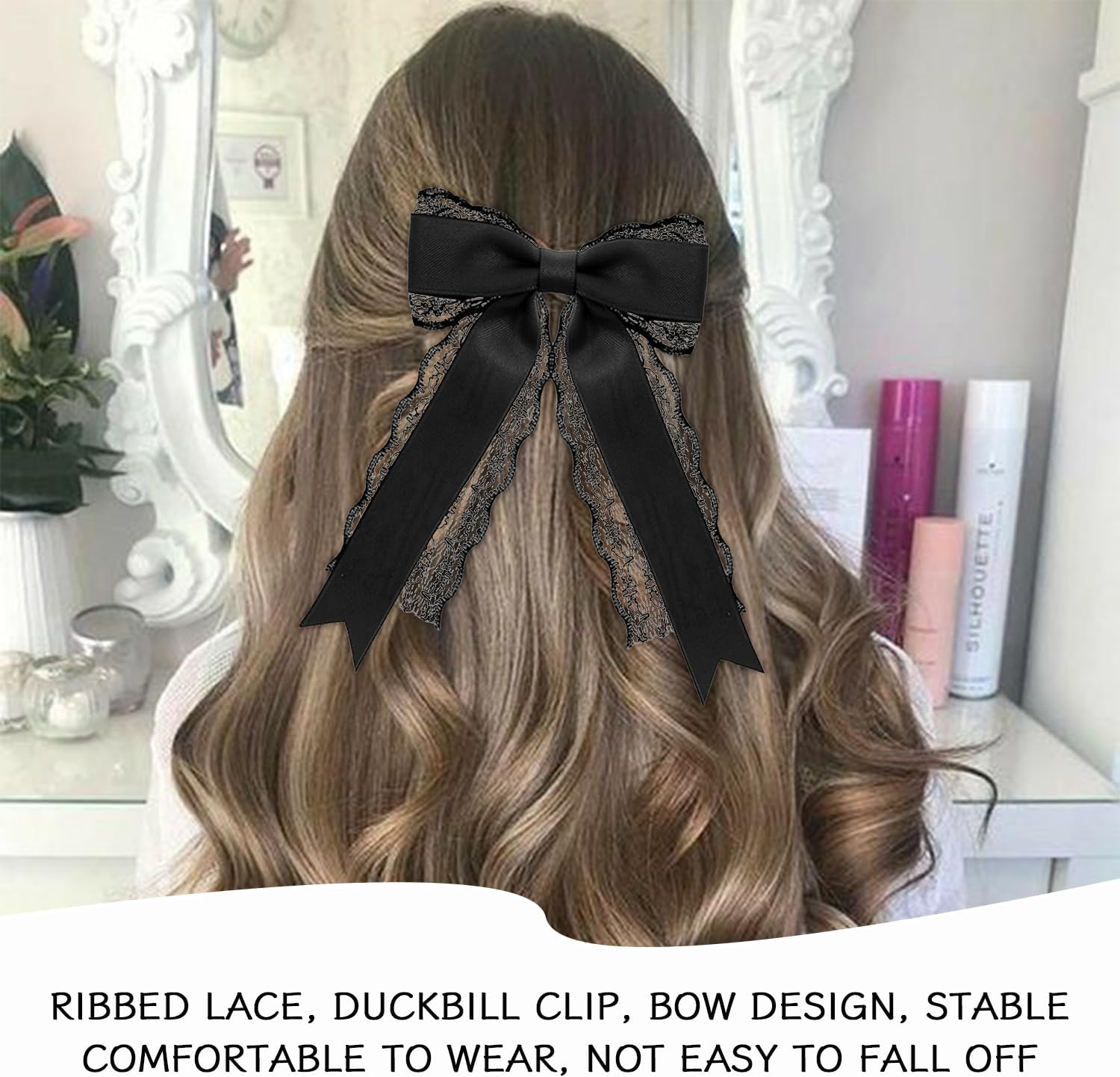 4 X Bow Hair Pins, Simple Lace Hair Pin, Cute Hair Accessories, Hairstyle Decorations.