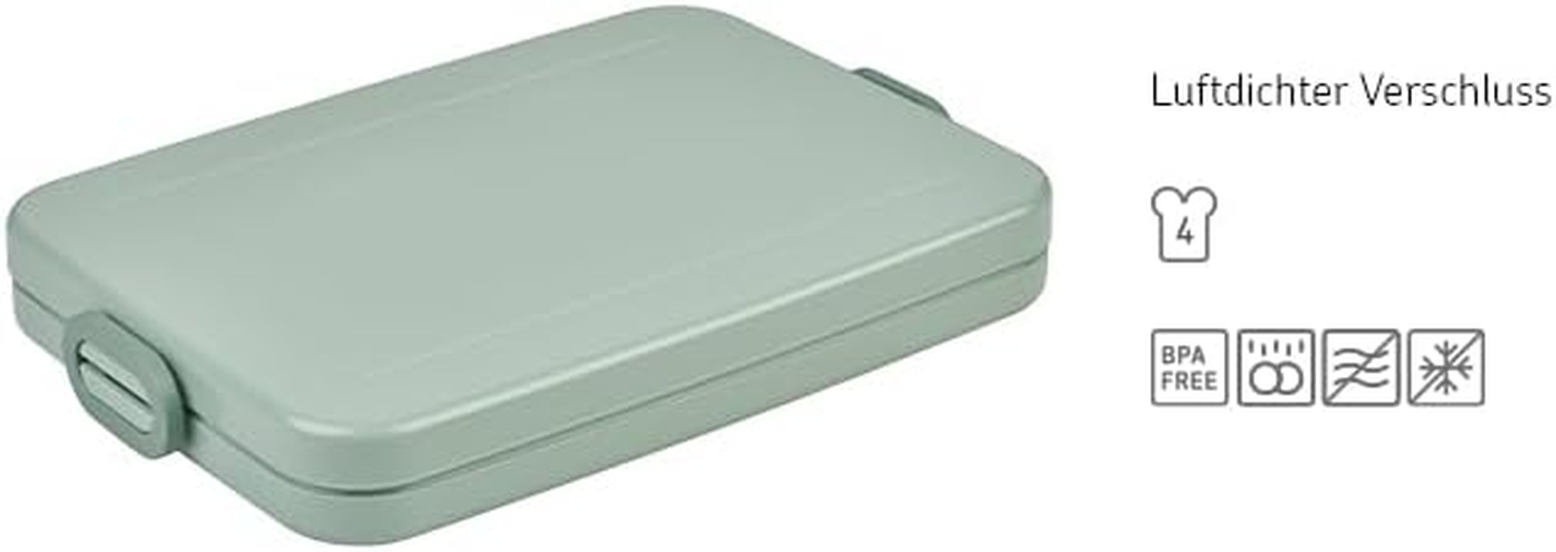 Mepal Flat Lunch Box - for 2 Sandwiches or 4 Bread Slices - Adults - Nordic Sage image number 3