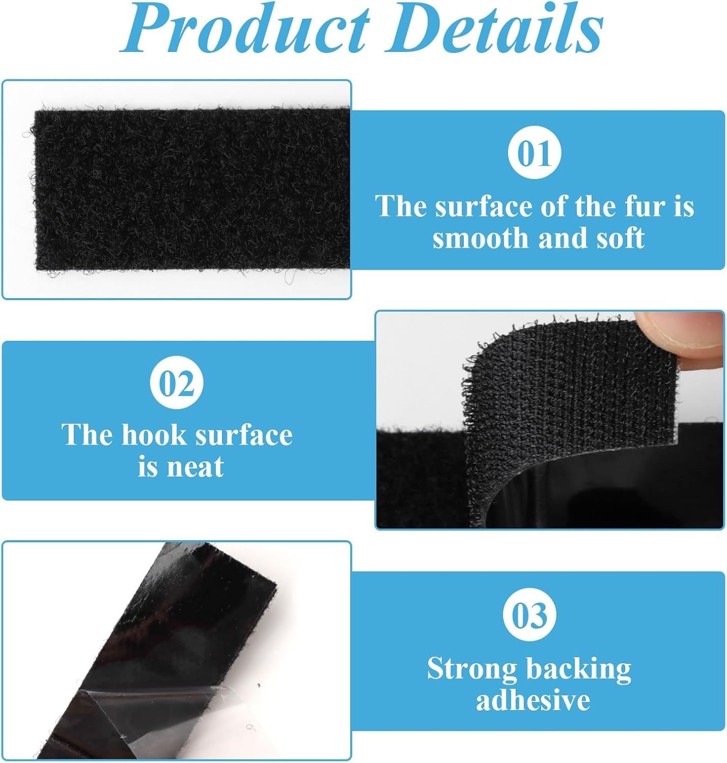 20 Sets Sticky Velcro Strips, Industrial Strength Hook and Loop Tape Double-Sided Adhesive, Use for Carpet Couch Cushions Pedal Board Picture Hanging Office Home, 10 X 2.5 CM (Black & White) image number 2