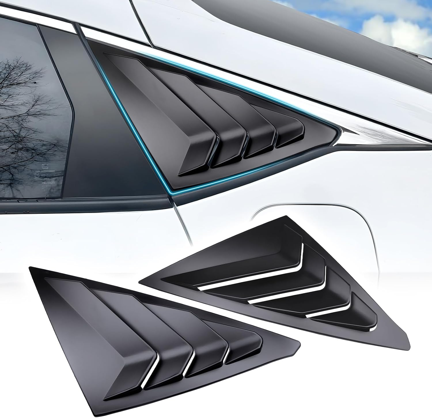Alicatong Rear Side Window Louvers for 11Th Gen Civic Hatchback Type R Compatible with Honda Civic 2025 2024 2023 2022 Exterior Accessories Air Vent Window Scoop Shades Blinds Cover(Carbon Fiber)