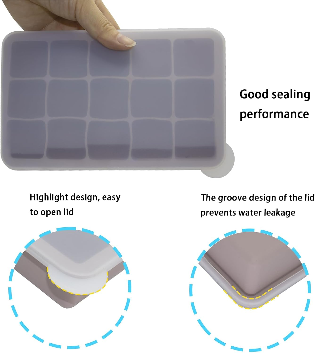 RGUHUA Ice Cube Trays 3 Pack &ndash; Silicone Ice Cube Molds with Lids, Stackable Square Ice Trays for Whiskey, Cocktails, Frozen Treats, Easy Release & Reusable(15 Grids) image number 2