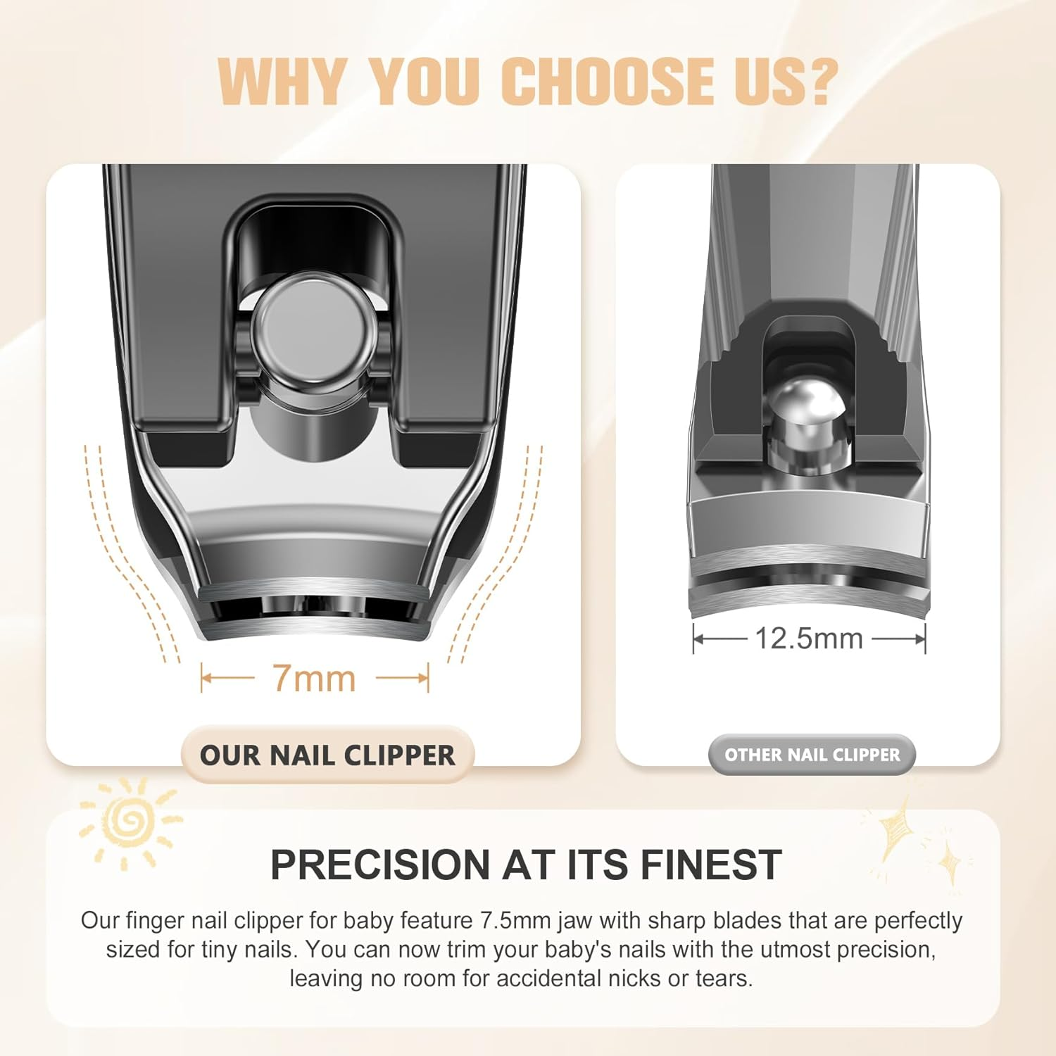 FERYES Newborn Kids Nail Clippers - Small Jaw Precise Baby Nail Trimmer Fingernail Clippers for Toddler, Child, Infant - Safe & Precise Nail Grooming Tool for Baby image number 2