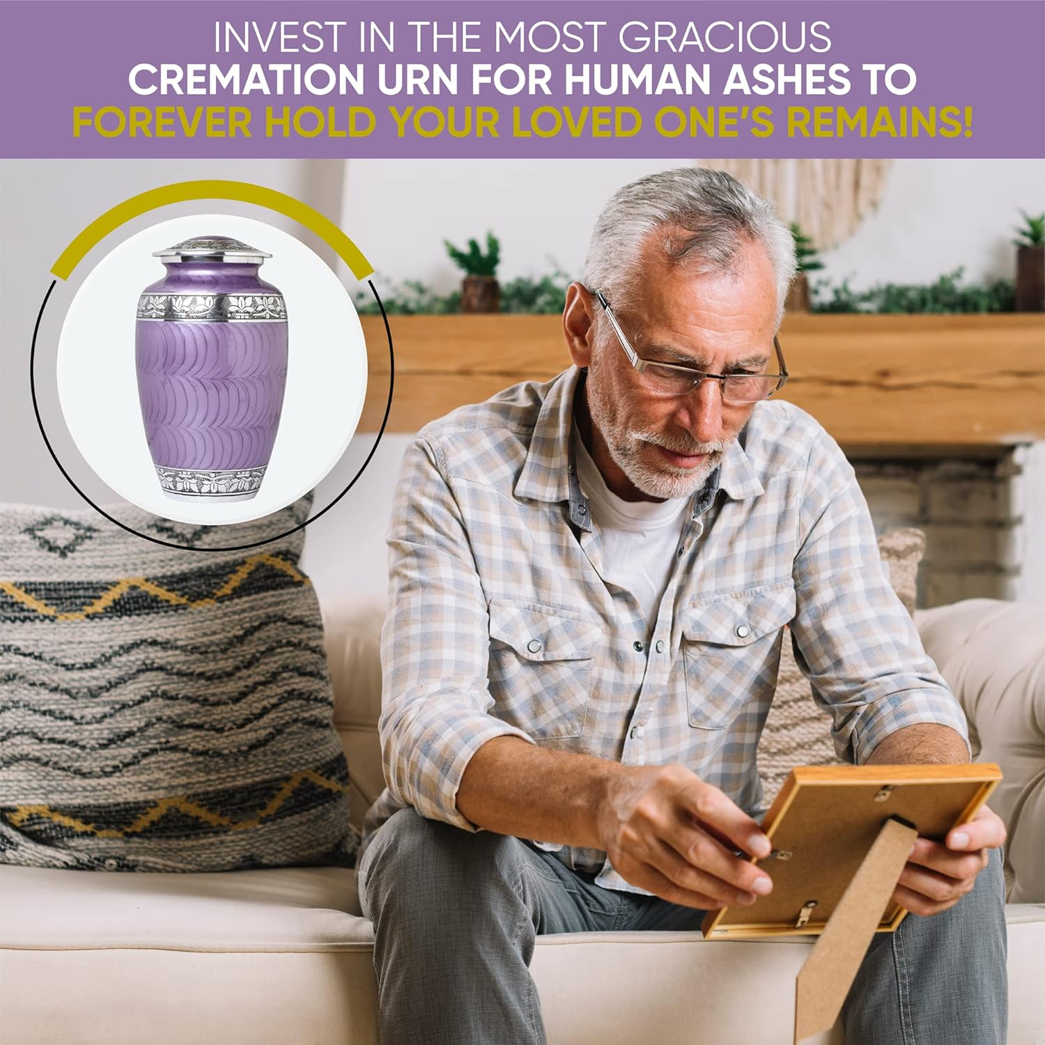Forever Lane Cremation Urns for Adult Ashes - Handcrafted Large Urn, Burial - Urns for Human Ashes Adult Female or Male, Funeral Decorative Urn - up to 200 Lb. (Purple) image number 1