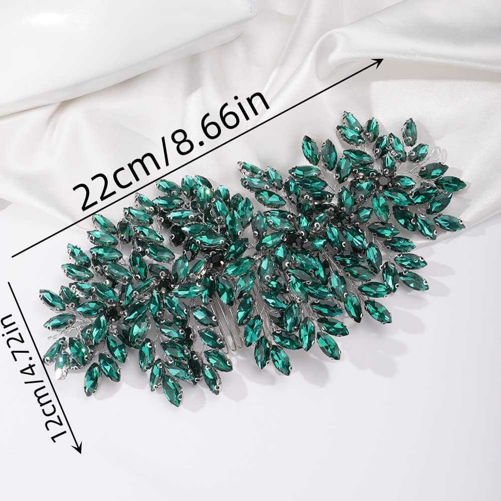 Teyglen Large Full Rhinestones Flower Bride Wedding Hair Comb Headband Luxurious Hair Accessories Dainty Crystals Bridal Side Hair Combs for Women Bride Girls (AB Color) - Ab Color image number 6