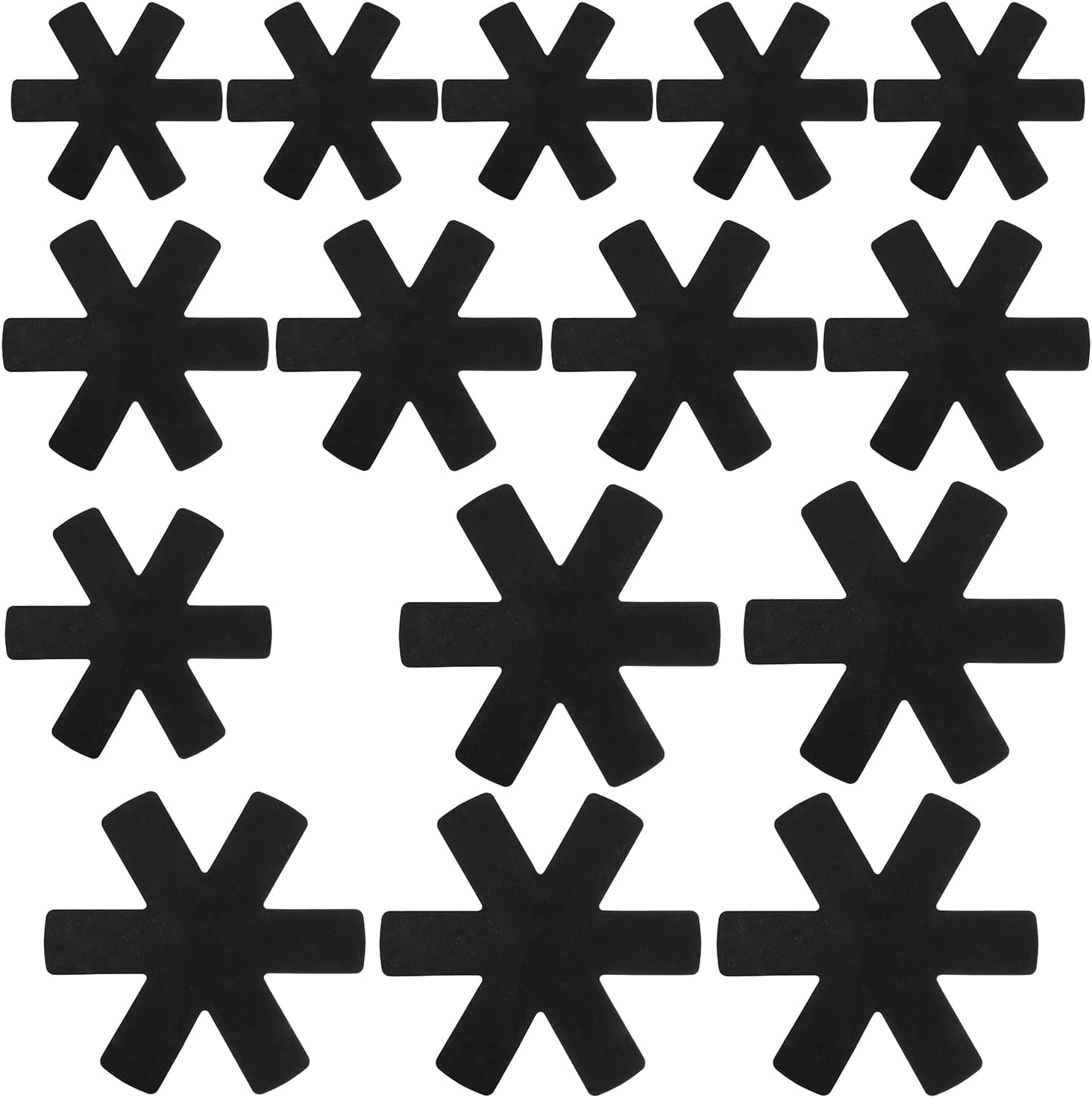 Taicols Pot and Pan Protectors, 15 Pcs Cookware Protector Sets, Non-Slip Pans Separator to Prevent Scratches, 3 Different Sizes of Pot Covers, Pots and Pans Divider Non-Slip Mats (Gray)